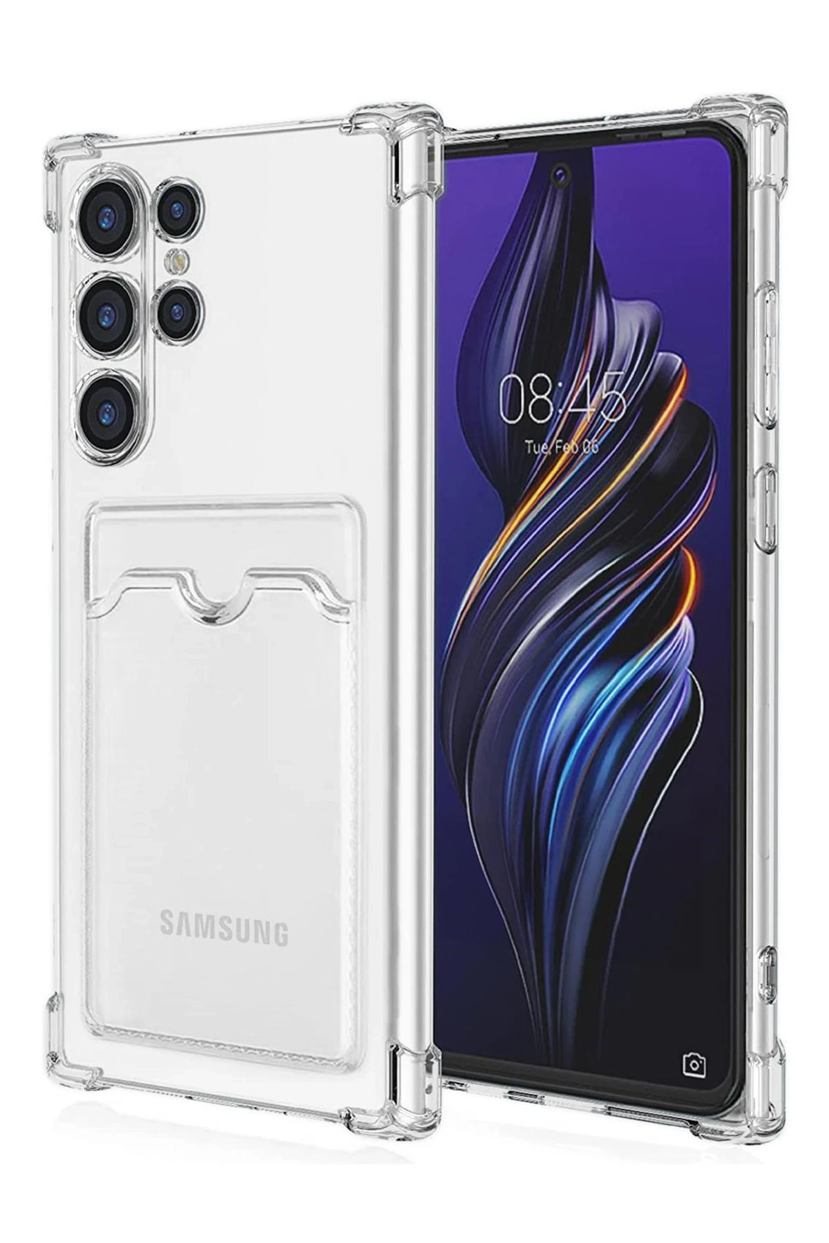 Newface Samsung Galaxy S24 Ultra Kılıf Kart Şeffaf Silikon - Şeffaf