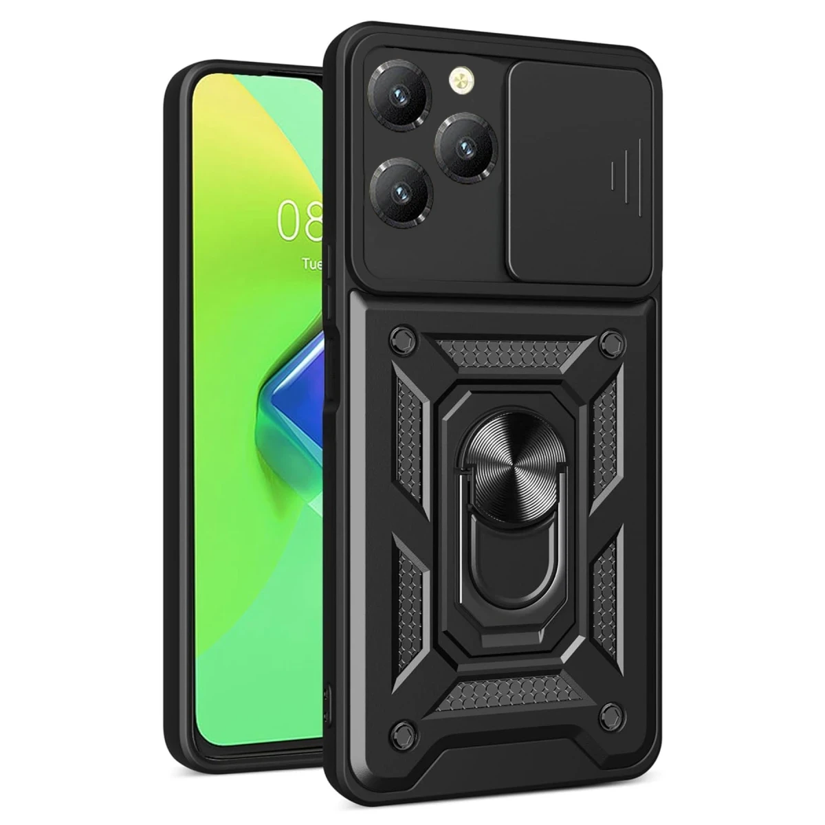 Newface İnfinix Hot 40 Pro Kılıf Pars Lens Yüzüklü Silikon - Siyah