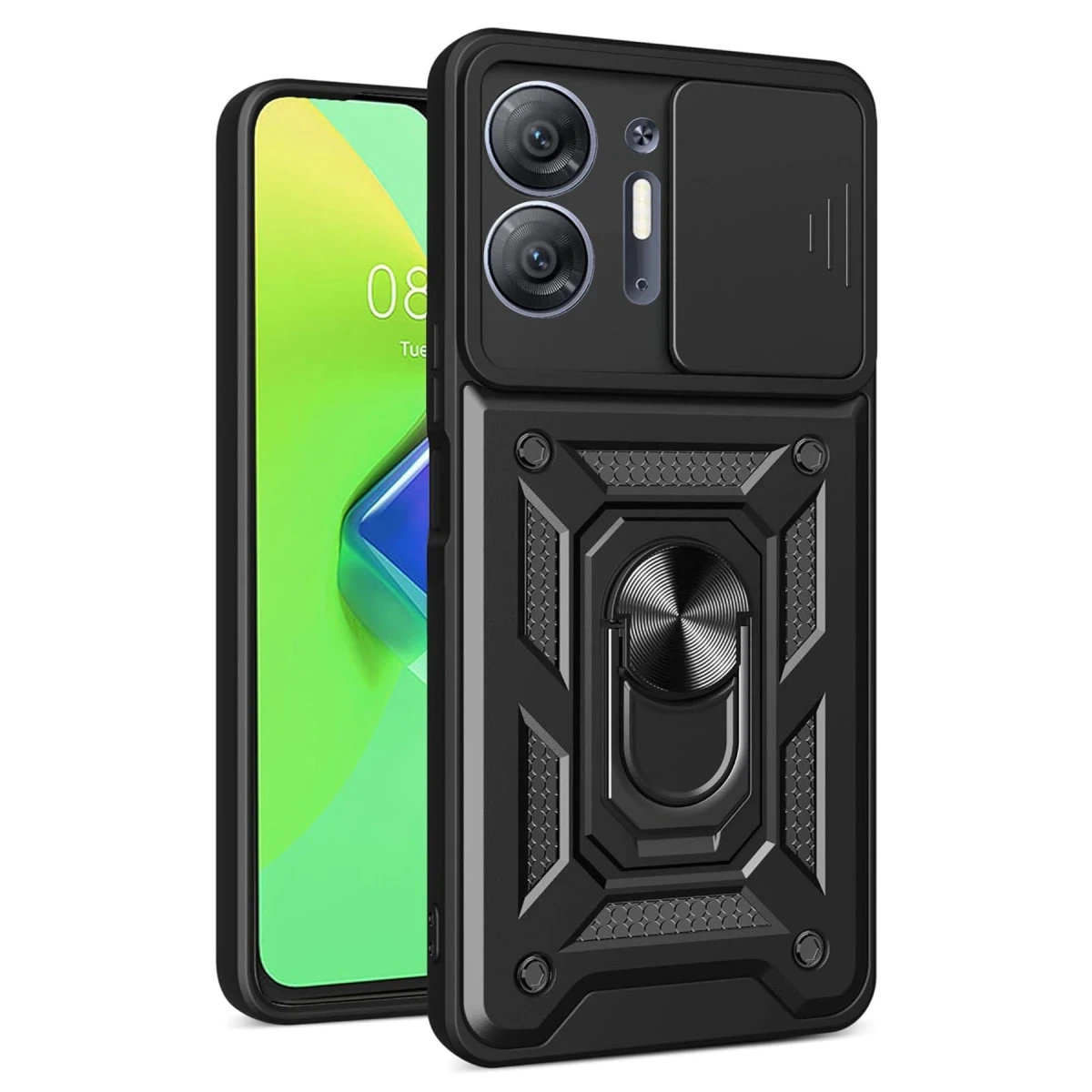 İnfinix Hot 30 5G Kılıf Pars Lens Yüzüklü Silikon - Siyah