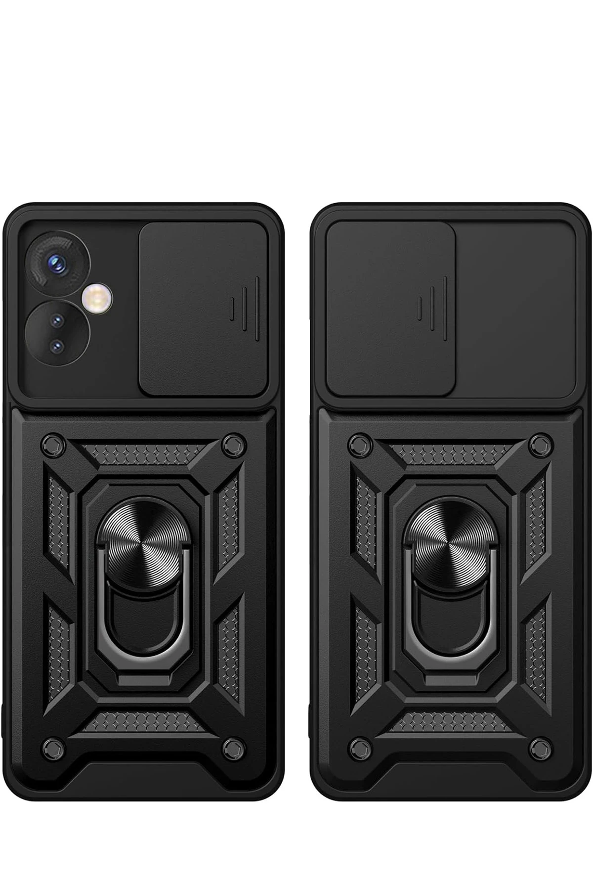 Newface İnfinix Hot 30 5G Kılıf Pars Lens Yüzüklü Silikon - Siyah