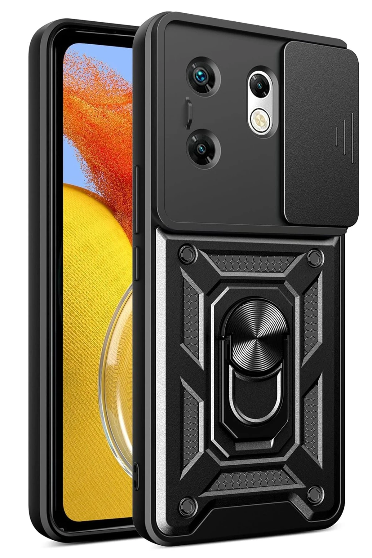 Newface İnfinix Zero 30 4G Kılıf Pars Lens Yüzüklü Silikon - Siyah