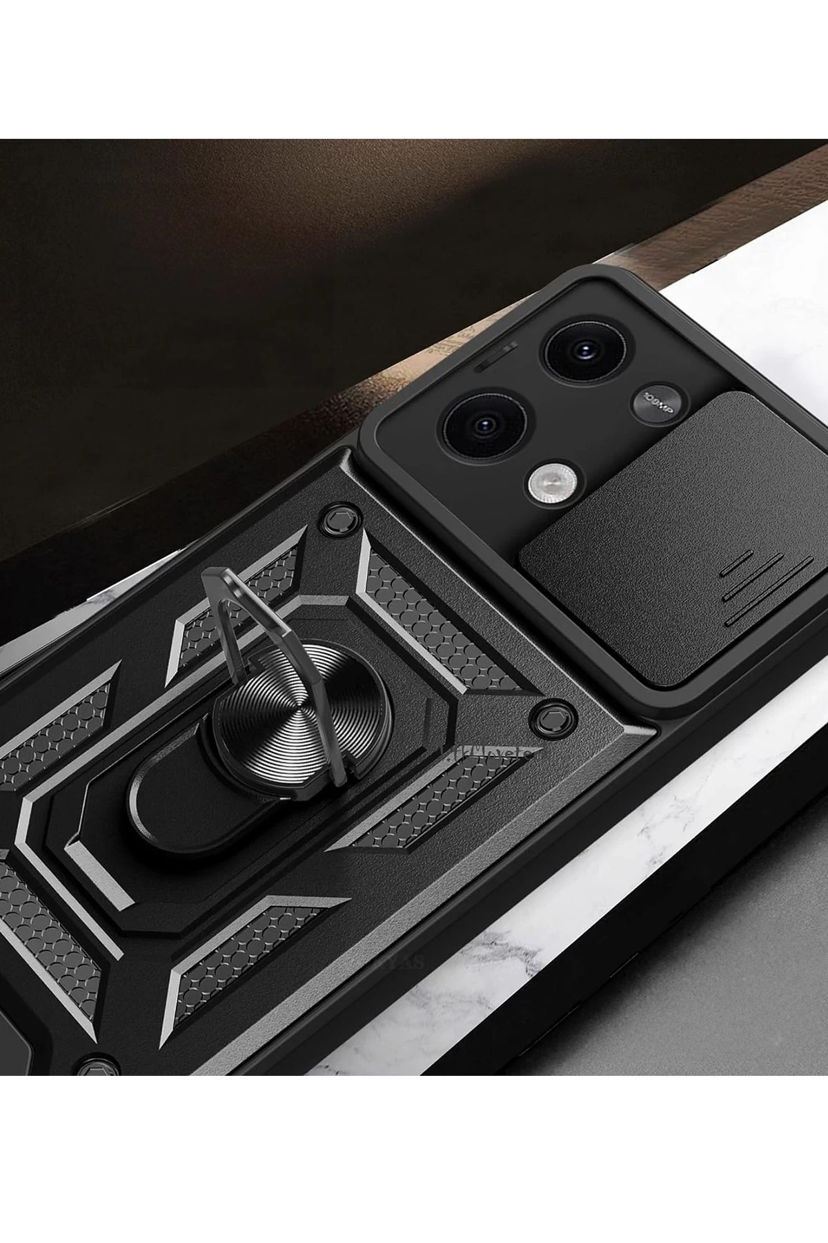 Newface Xiaomi Poco X6 Kılıf Pars Lens Yüzüklü Silikon - Gold