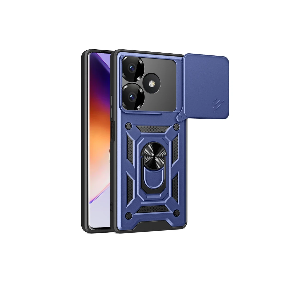 Newface Xiaomi Redmi 13 4G Kılıf Pars Lens Yüzüklü Silikon - Lacivert