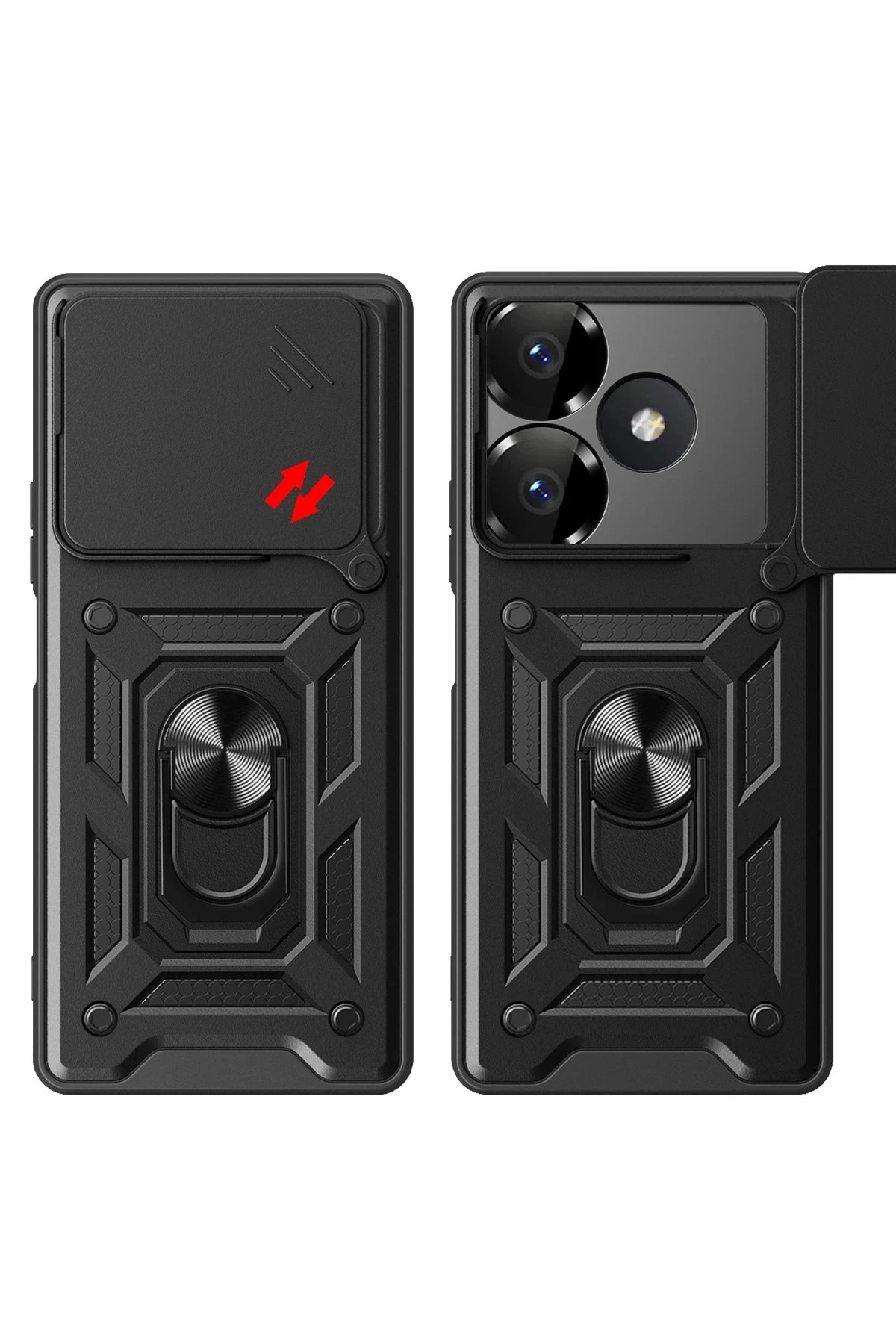 Newface Xiaomi Redmi 13 4G Kılıf Pars Lens Yüzüklü Silikon - Yeşil