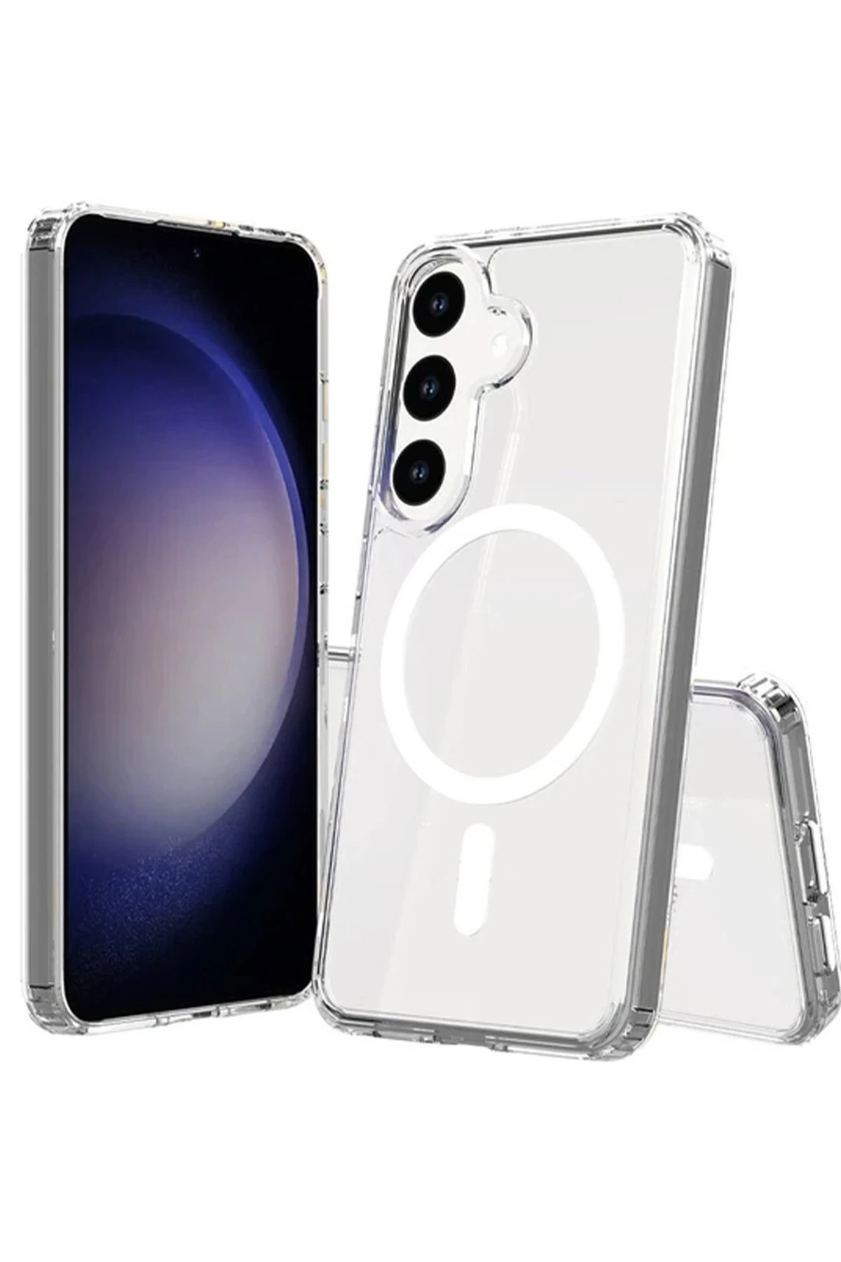 Newface Samsung Galaxy S24 Kılıf Magneticsafe Şeffaf Silikon - Şeffaf