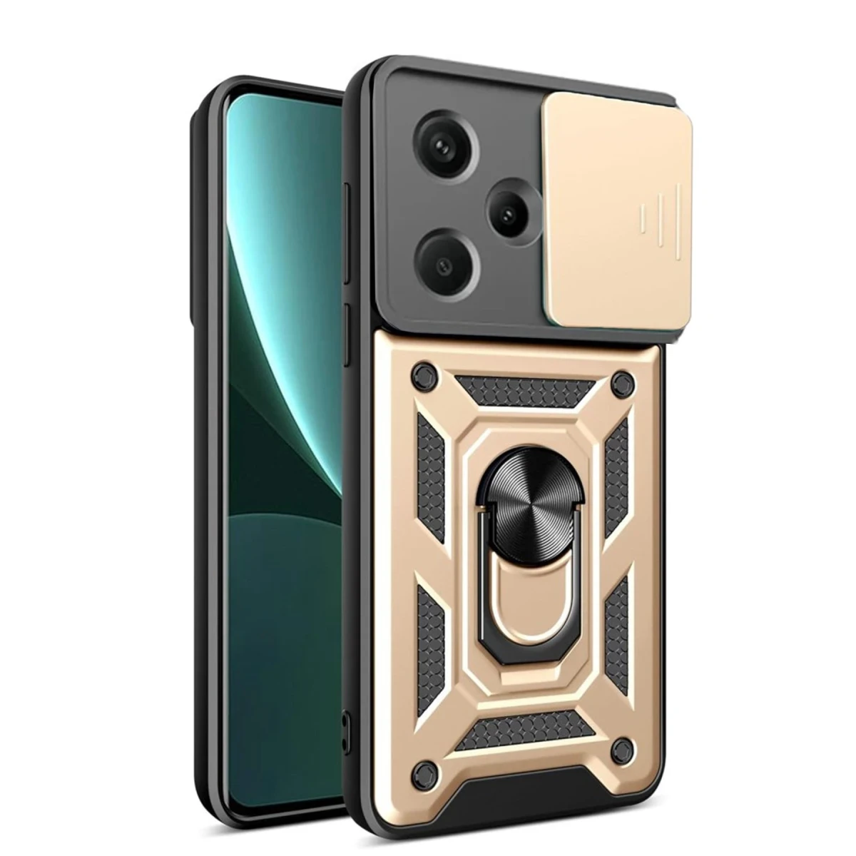 Newface Xiaomi Redmi Note 13 Pro Plus Kılıf Pars Lens Yüzüklü Silikon - Gold — görsel 4