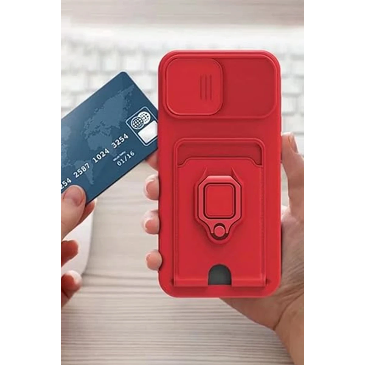 Newface Xiaomi Redmi Note 13 Pro 5G Kılıf Zuma Kartvizitli Yüzüklü Silikon - Siyah — görsel 5