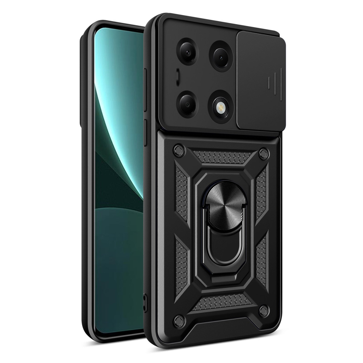 Newface Xiaomi Poco M6 Pro 4G Kılıf Pars Lens Yüzüklü Silikon - Siyah — görsel 9