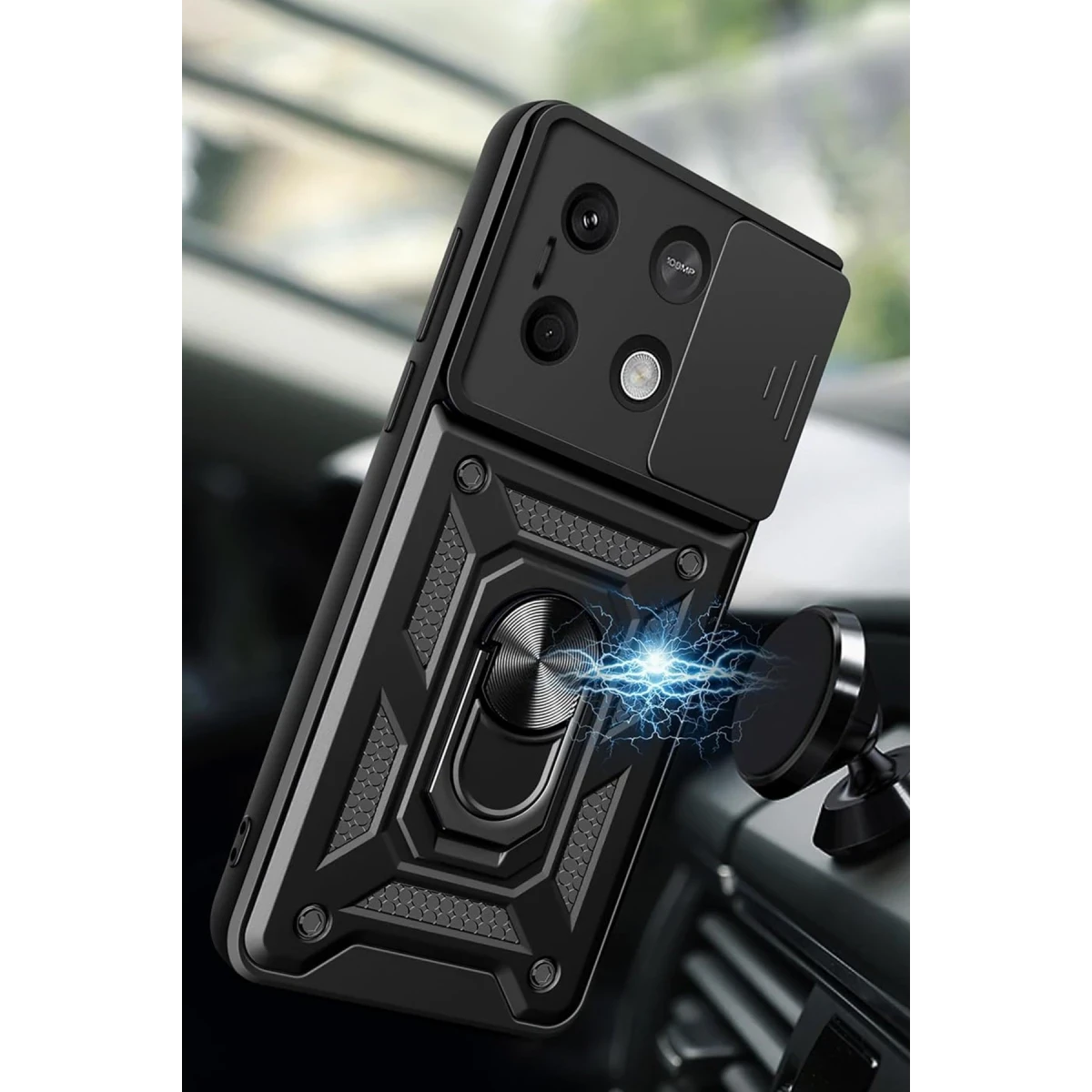 Newface Xiaomi Poco M6 Pro 4G Kılıf Pars Lens Yüzüklü Silikon - Siyah — görsel 6