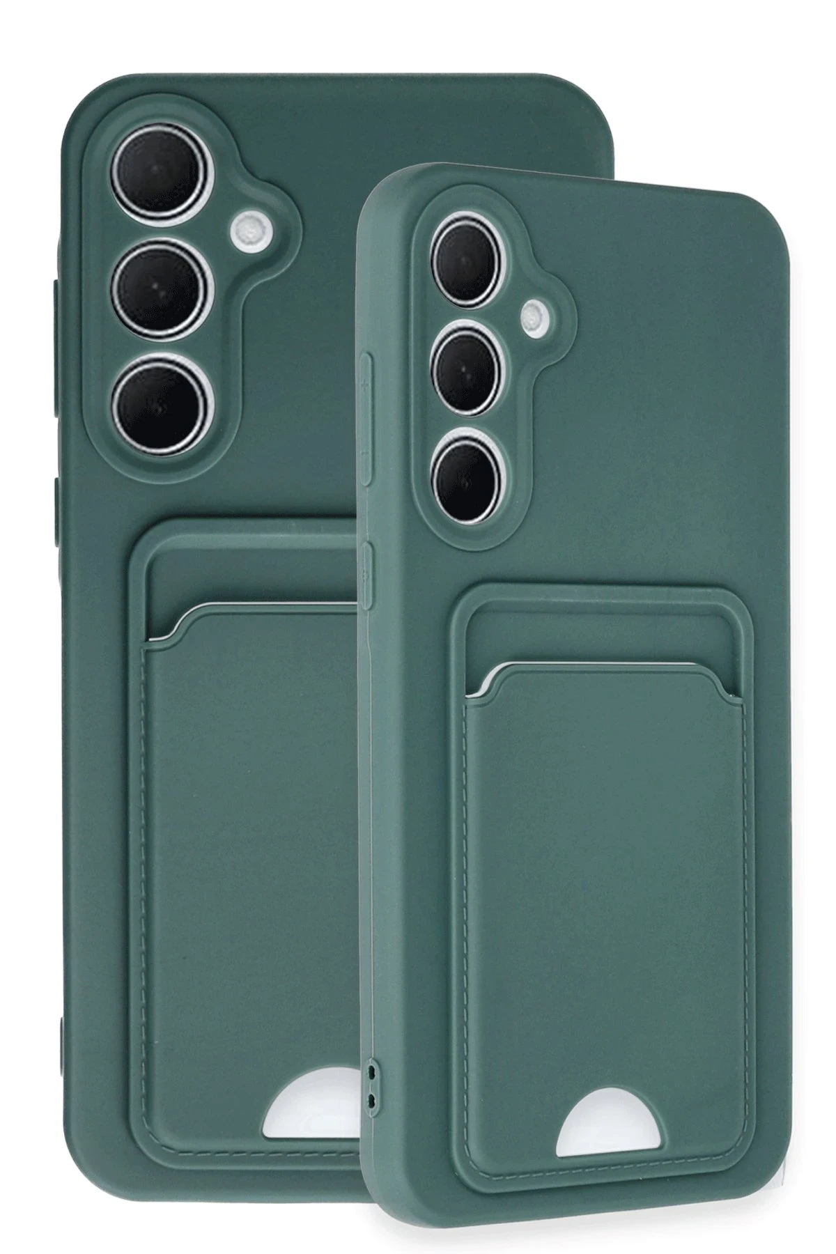 Newface Samsung Galaxy A35 5G Kılıf Kelvin Kartvizitli Silikon - Koyu Yeşil