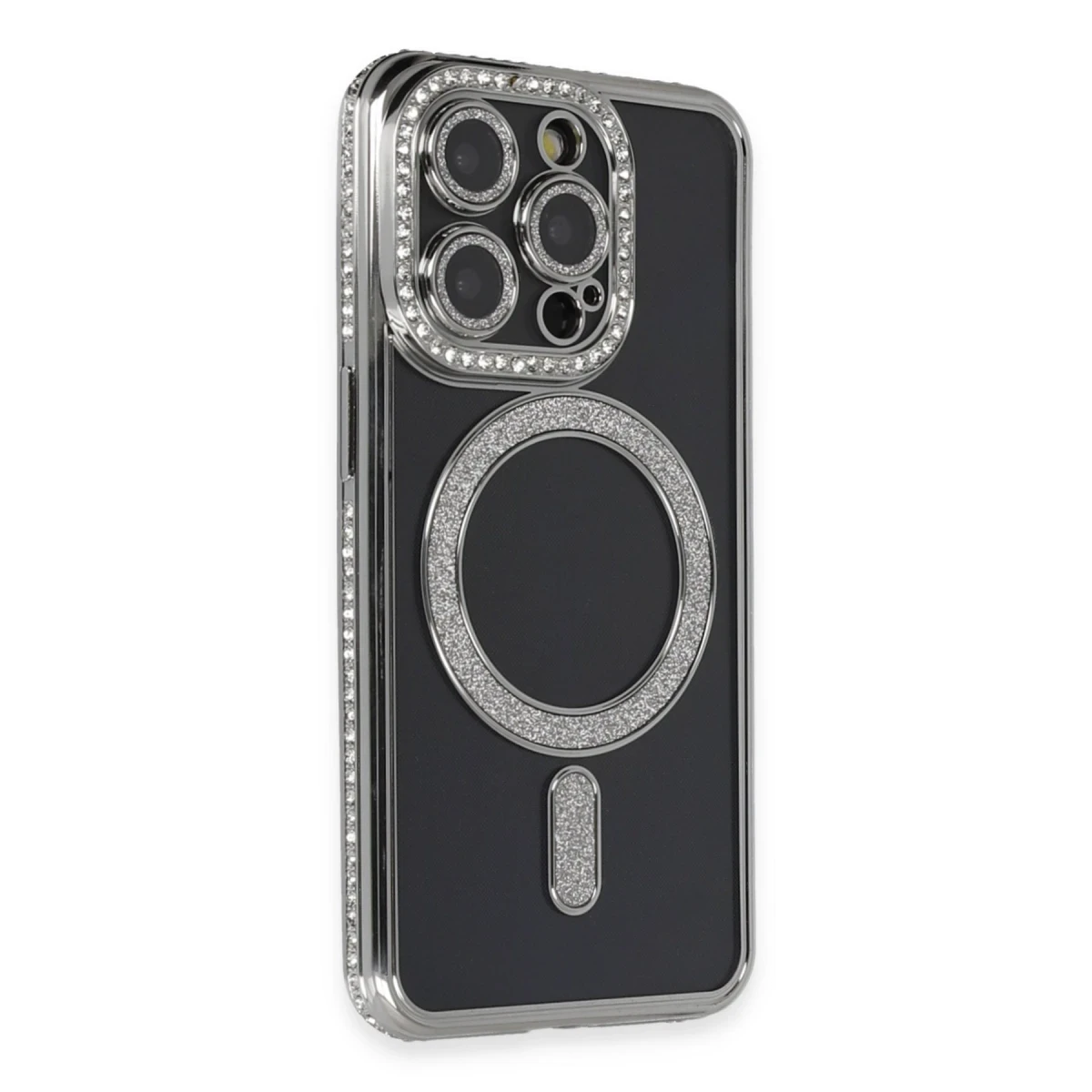 Newface Apple iPhone 14 Pro Max Kılıf Joke Simli Magneticsafe Kılıf - Gri — görsel 4