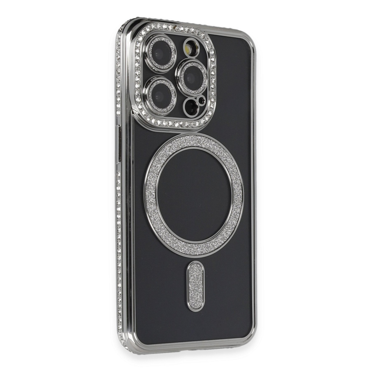 Newface Apple iPhone 14 Pro Max Kılıf Joke Simli Magneticsafe Kılıf - Gri — görsel 7