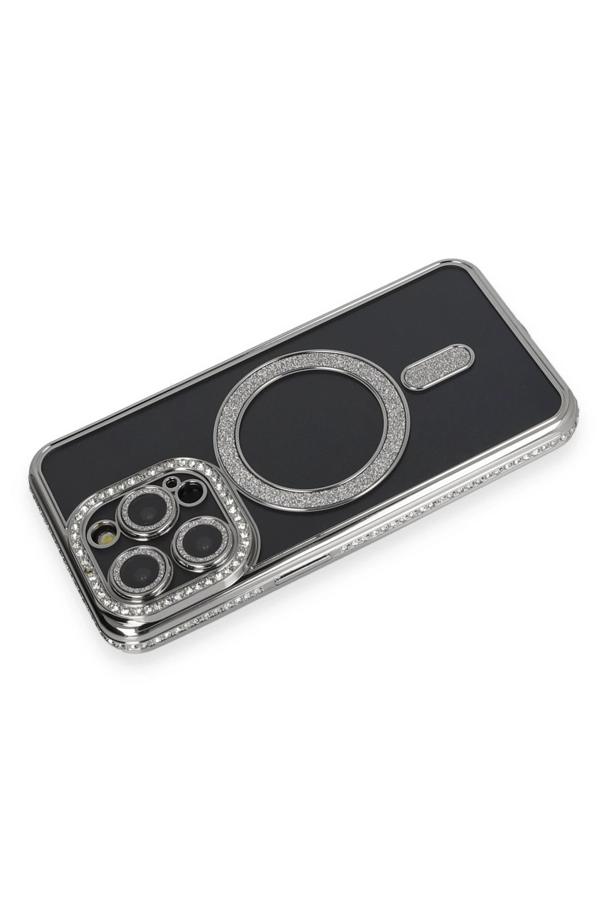 Newface iPhone 14 Pro Max Kılıf Joke Simli Magneticsafe Kılıf - Gri
