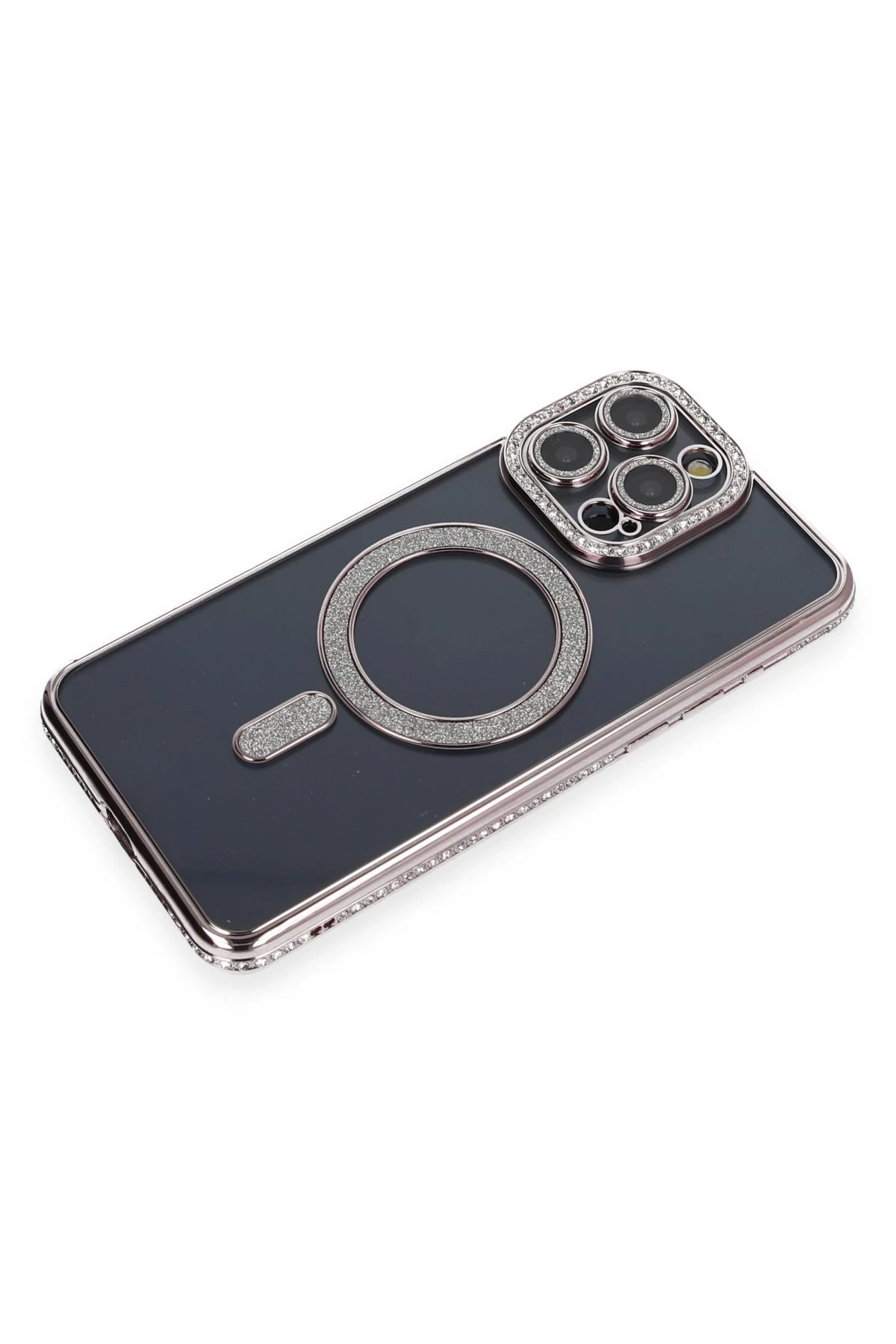 Newface iPhone 14 Pro Kılıf Joke Simli Magneticsafe Kılıf - Gri