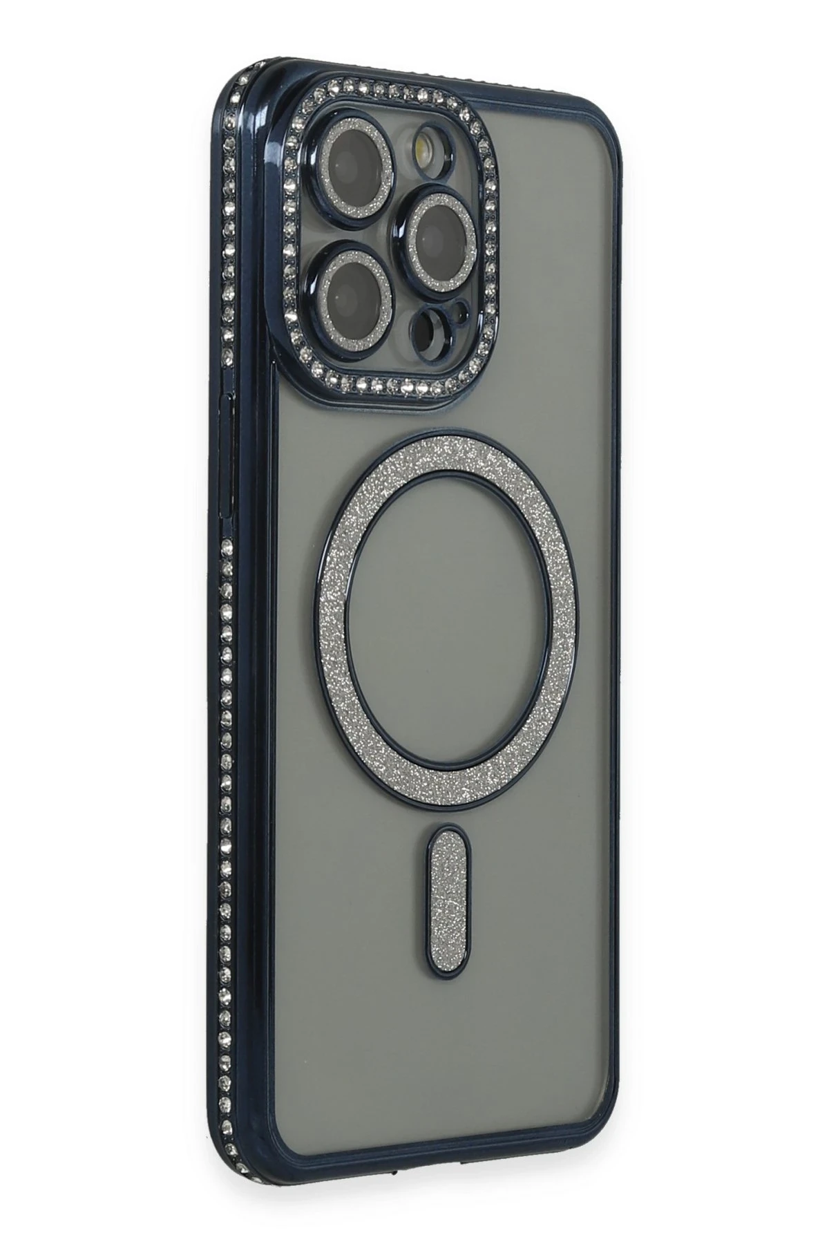 Newface iPhone 14 Pro Kılıf Joke Simli Magneticsafe Kılıf - Lacivert