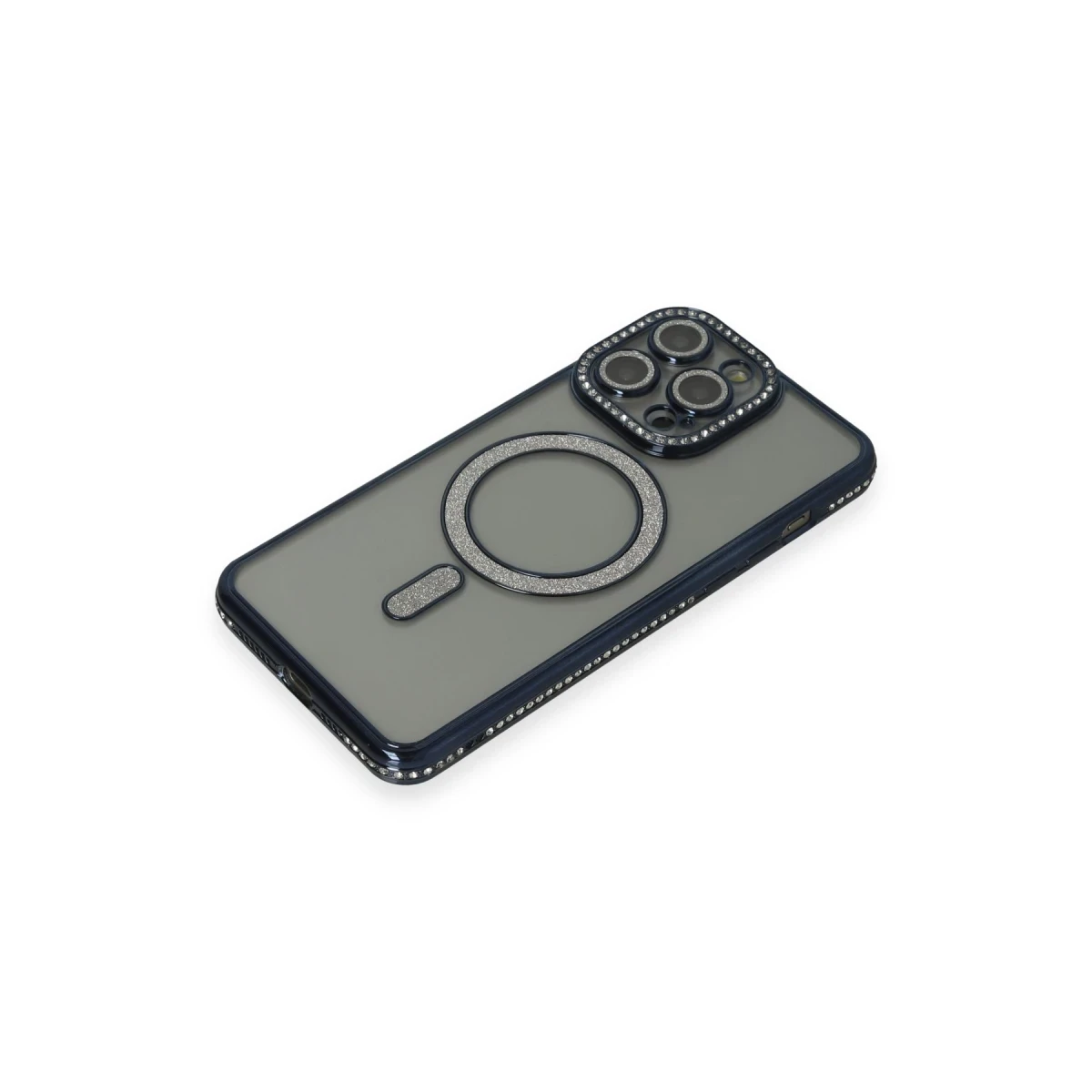 Apple iPhone 14 Pro Kılıf Joke Simli Magneticsafe Kılıf - Lacivert