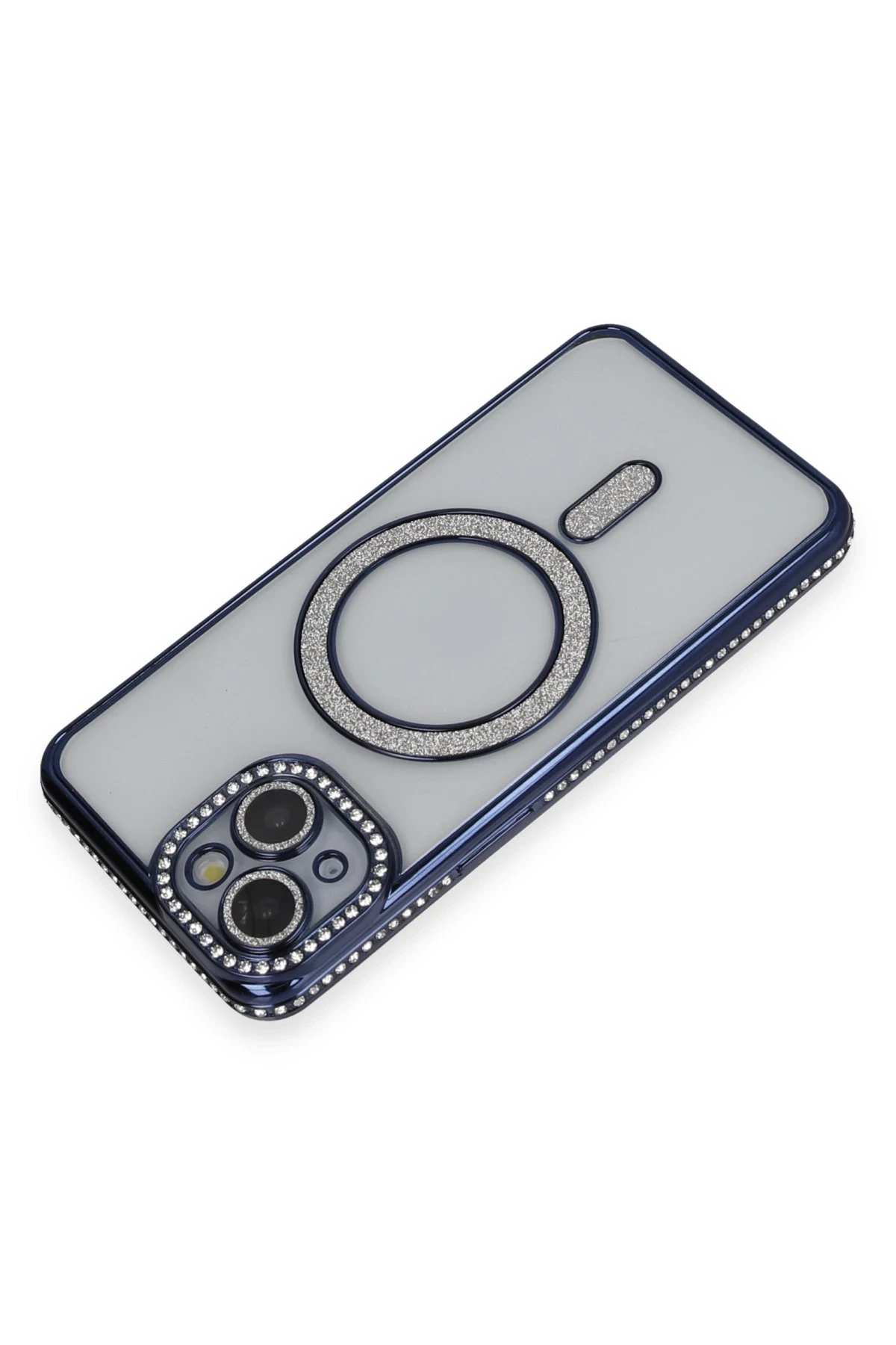 Newface iPhone 14 Kılıf Joke Simli Magneticsafe Kılıf - Lacivert