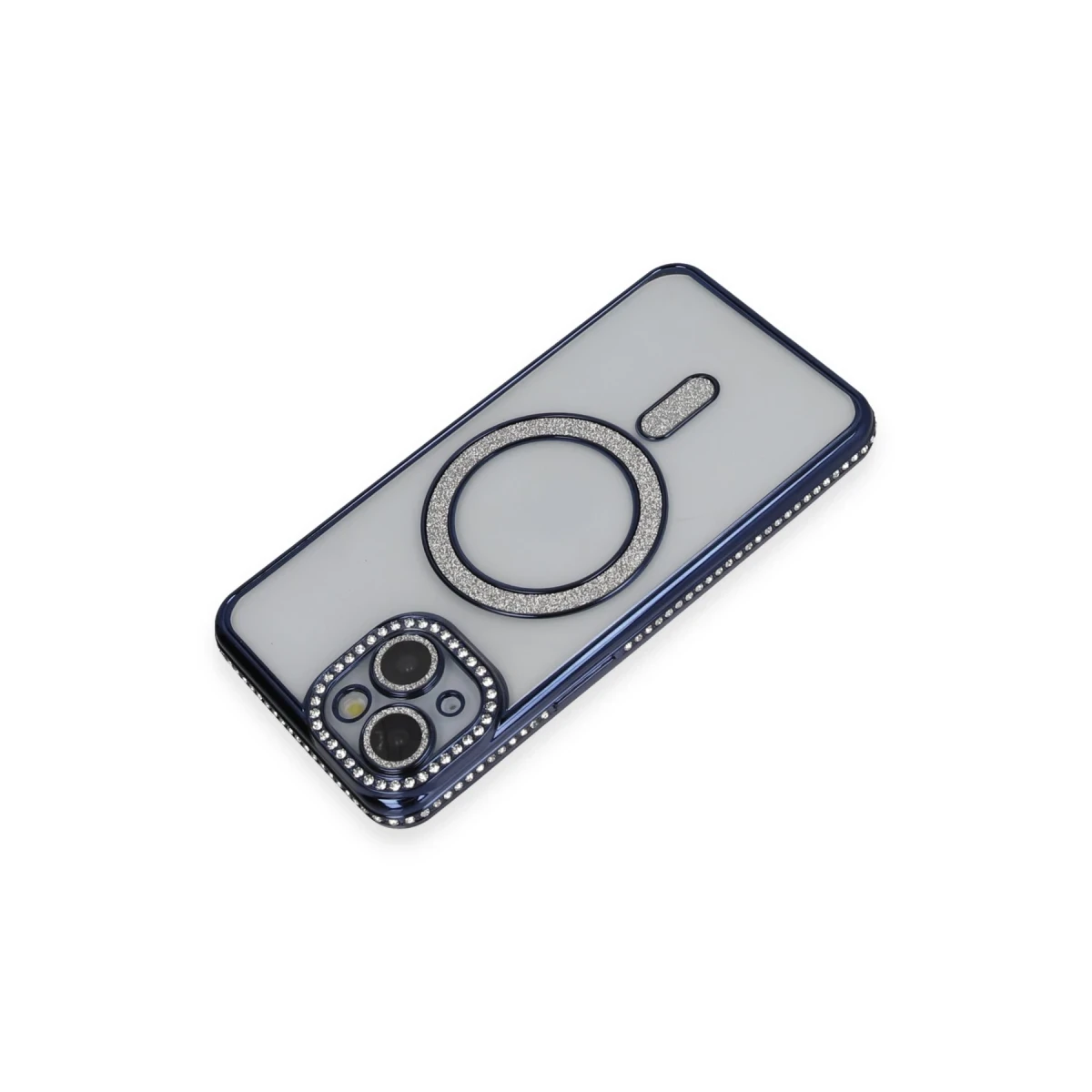 Newface Apple iPhone 14 Kılıf Joke Simli Magneticsafe Kılıf - Lacivert — görsel 5