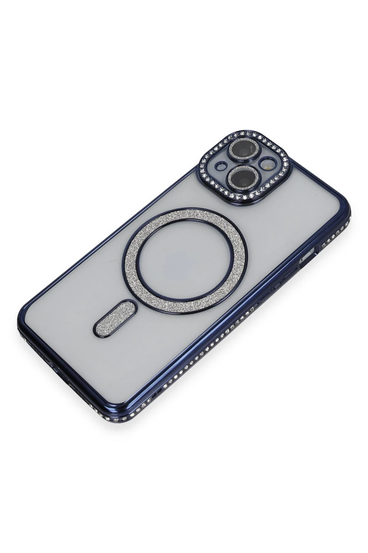 Newface iPhone 14 Kılıf Joke Simli Magneticsafe Kılıf - Lacivert
