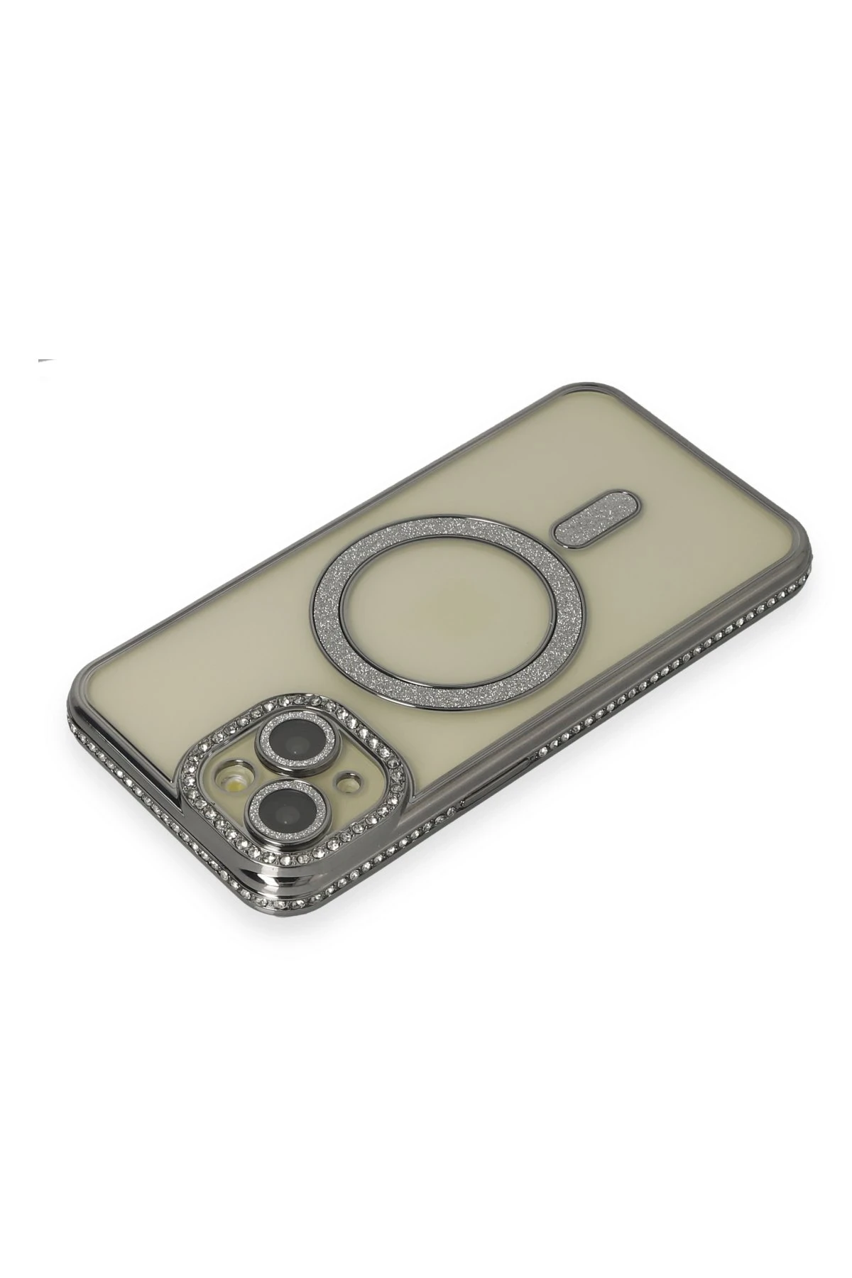 Newface iPhone 14 Kılıf Joke Simli Magneticsafe Kılıf - Gri