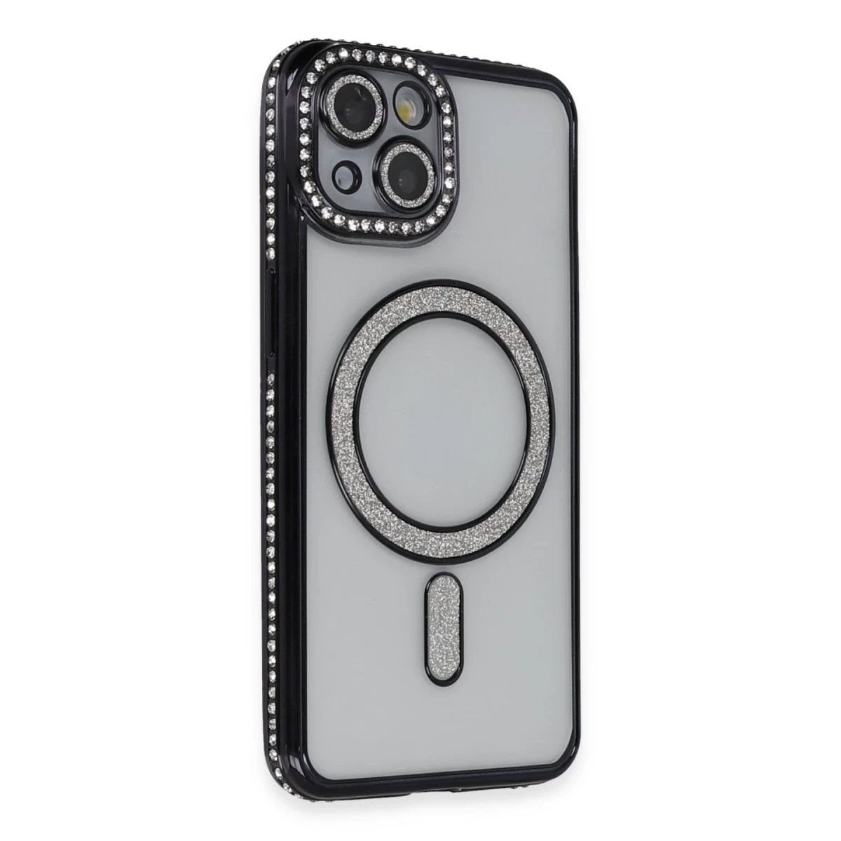 Newface Apple iPhone 13 Kılıf Joke Simli Magneticsafe Kılıf - Siyah — görsel 4