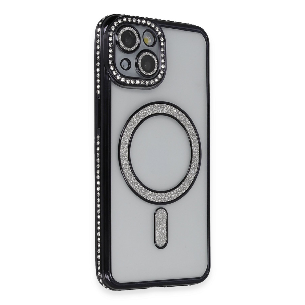 Newface Apple iPhone 13 Kılıf Joke Simli Magneticsafe Kılıf - Siyah — görsel 7