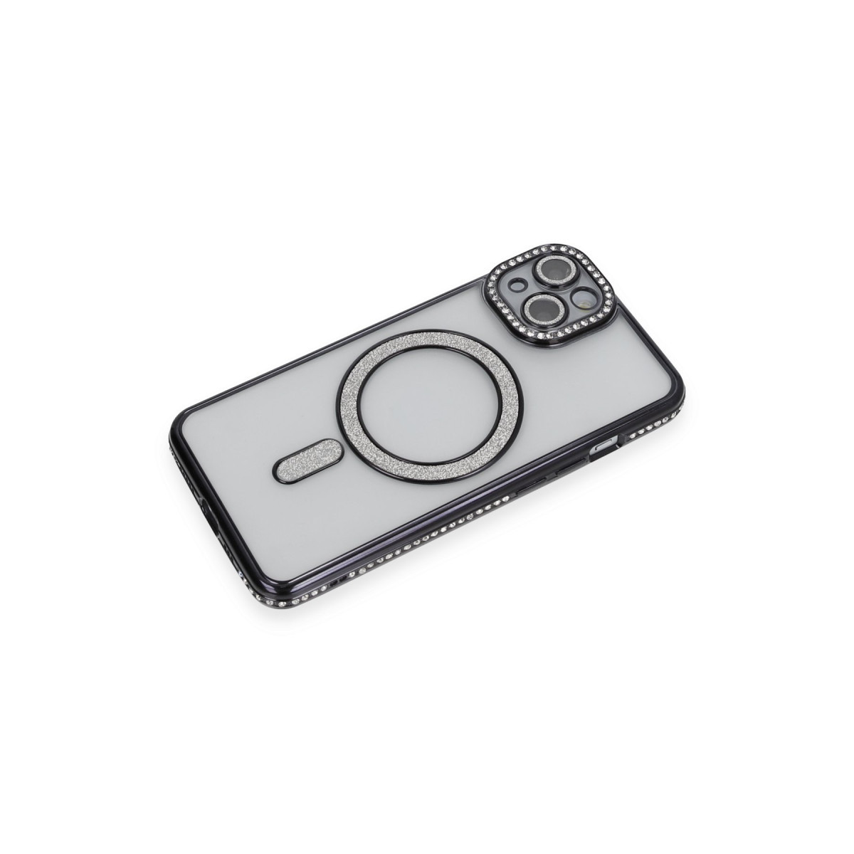 Newface Apple iPhone 13 Kılıf Joke Simli Magneticsafe Kılıf - Siyah — görsel 9