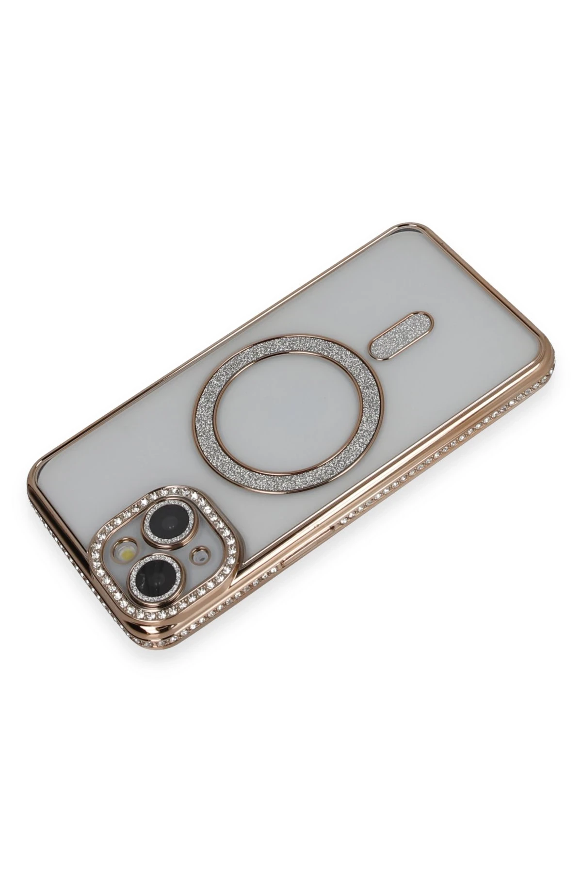 Newface iPhone 13 Kılıf Joke Simli Magneticsafe Kılıf - Gold