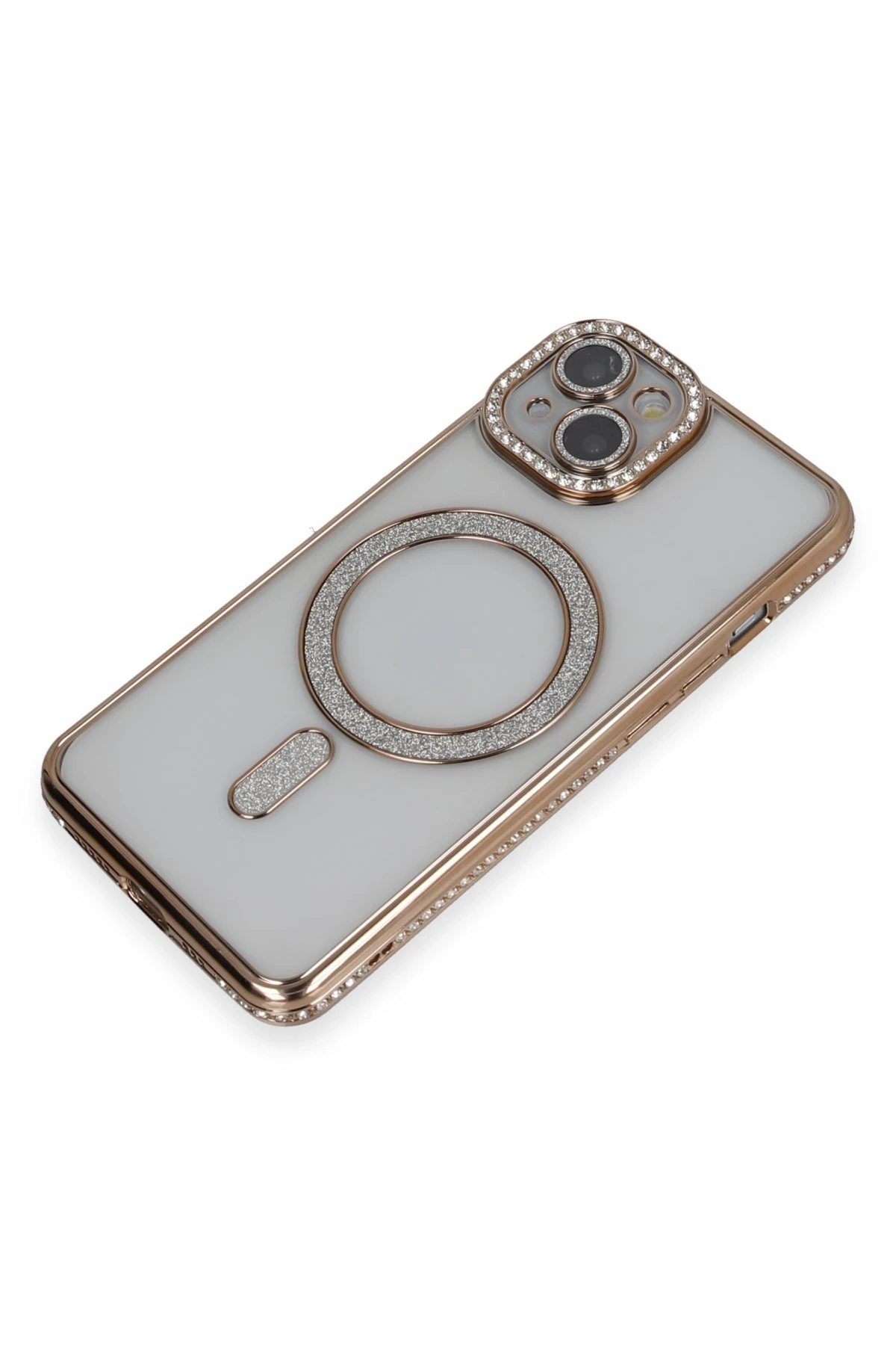 Newface iPhone 13 Kılıf Joke Simli Magneticsafe Kılıf - Gold