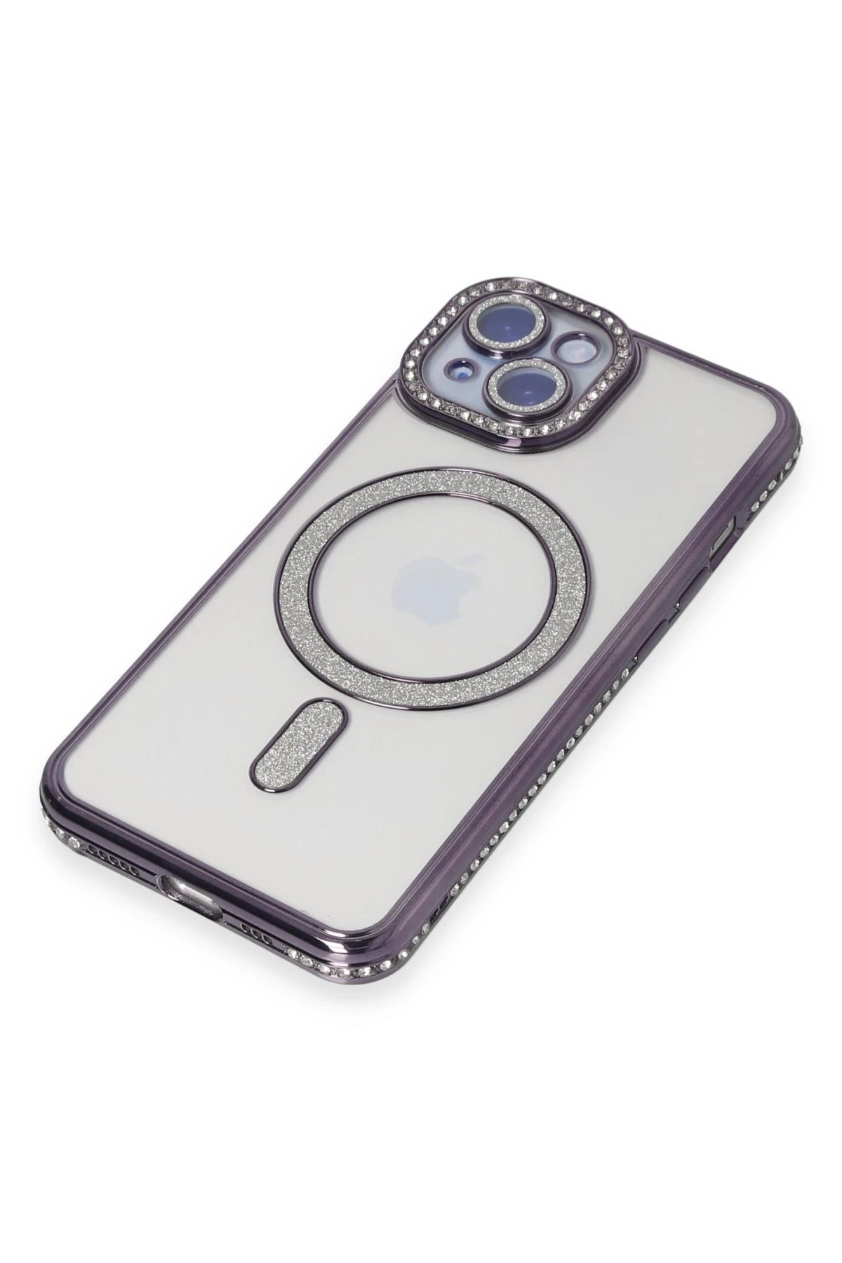 Newface iPhone 13 Kılıf Joke Simli Magneticsafe Kılıf - Derin Mor