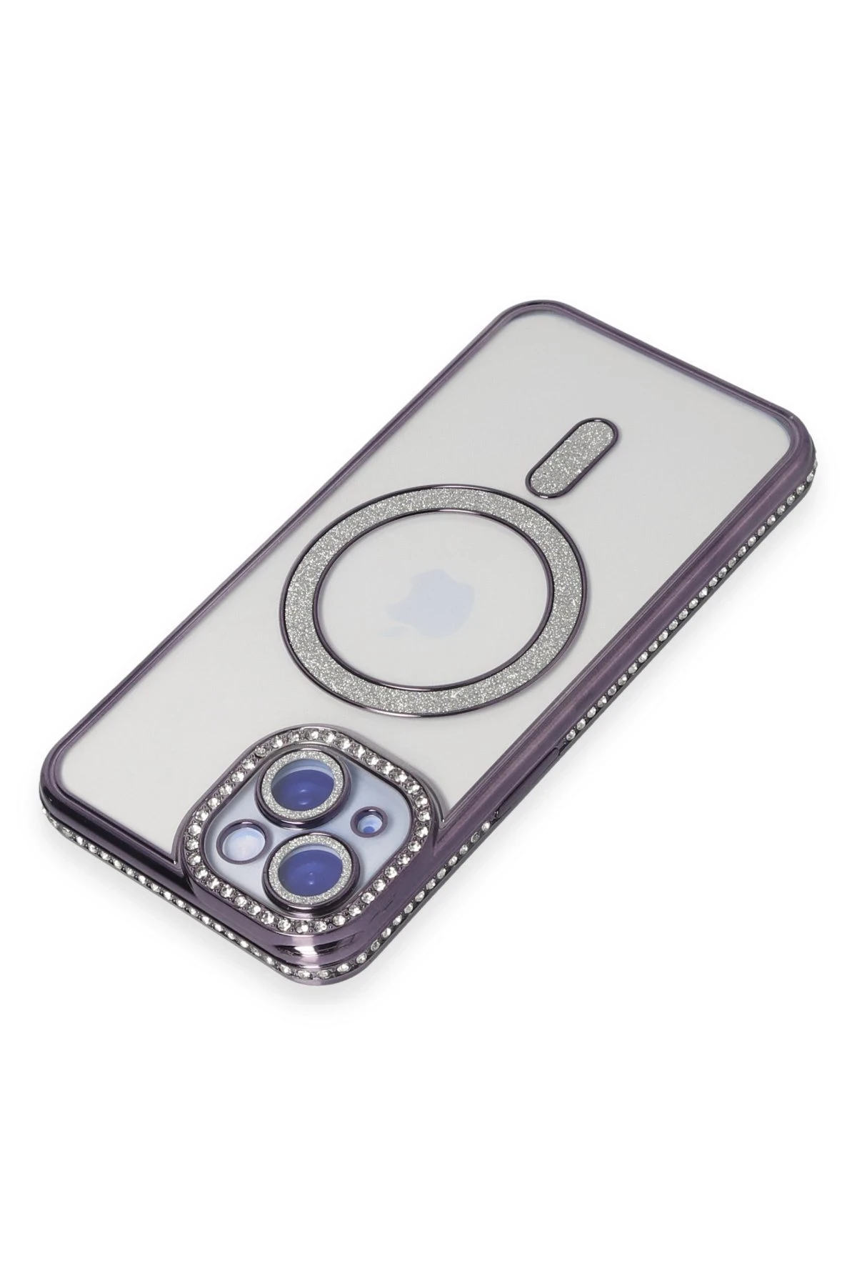 Newface iPhone 13 Kılıf Joke Simli Magneticsafe Kılıf - Derin Mor