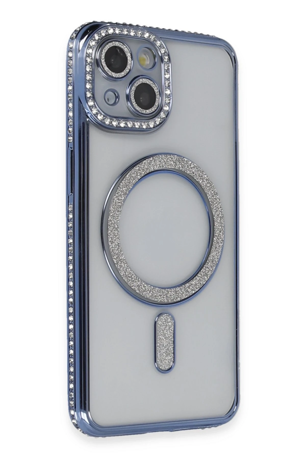 Newface iPhone 13 Kılıf Joke Simli Magneticsafe Kılıf - Mavi