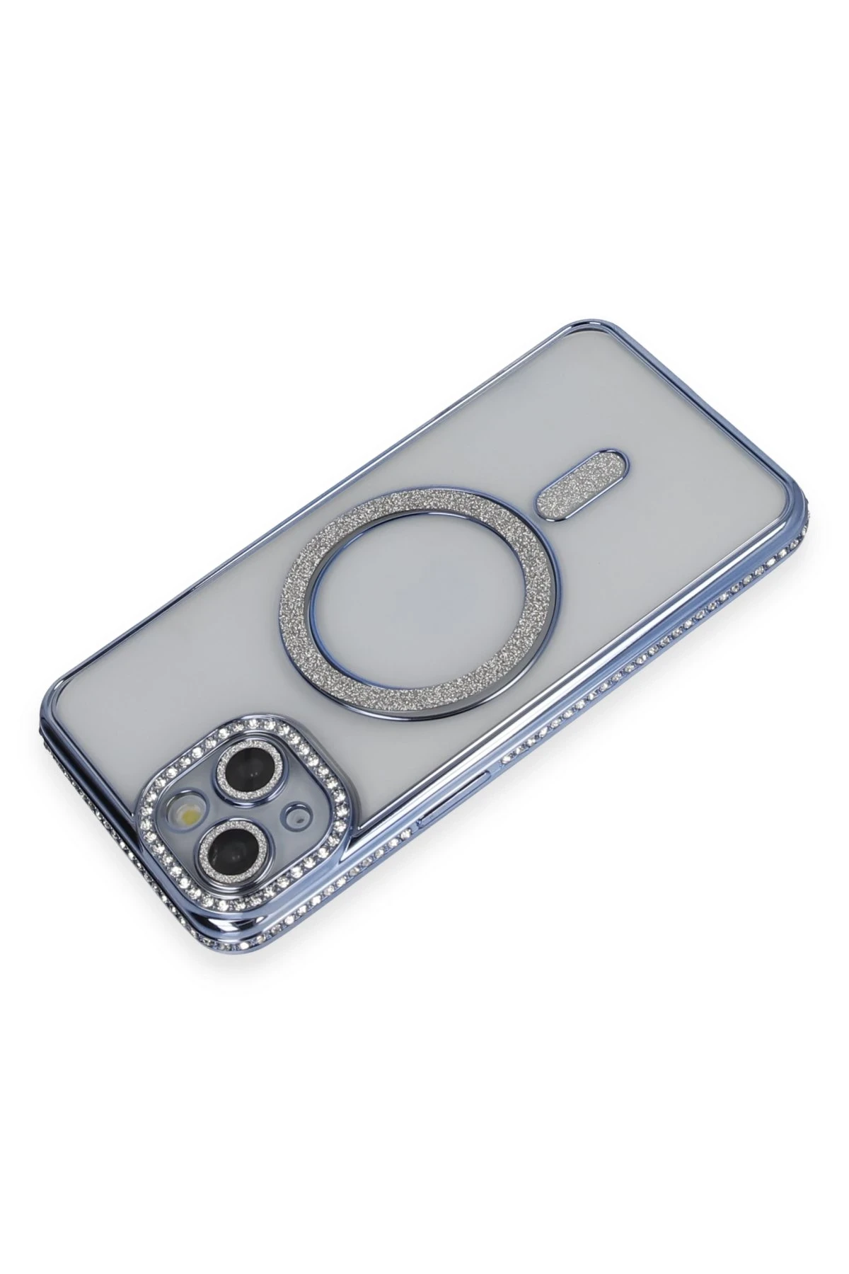 Newface iPhone 13 Kılıf Joke Simli Magneticsafe Kılıf - Mavi