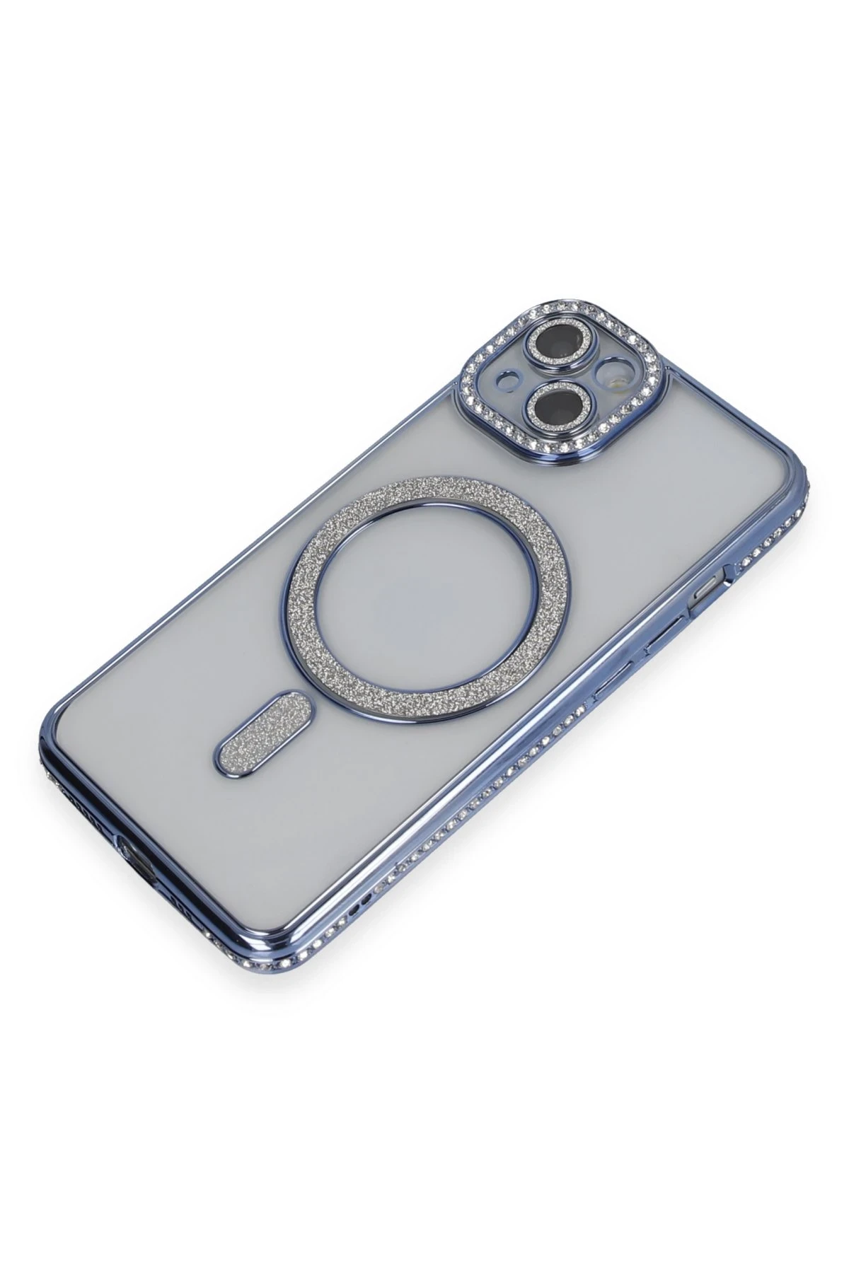 Newface iPhone 13 Kılıf Joke Simli Magneticsafe Kılıf - Mavi