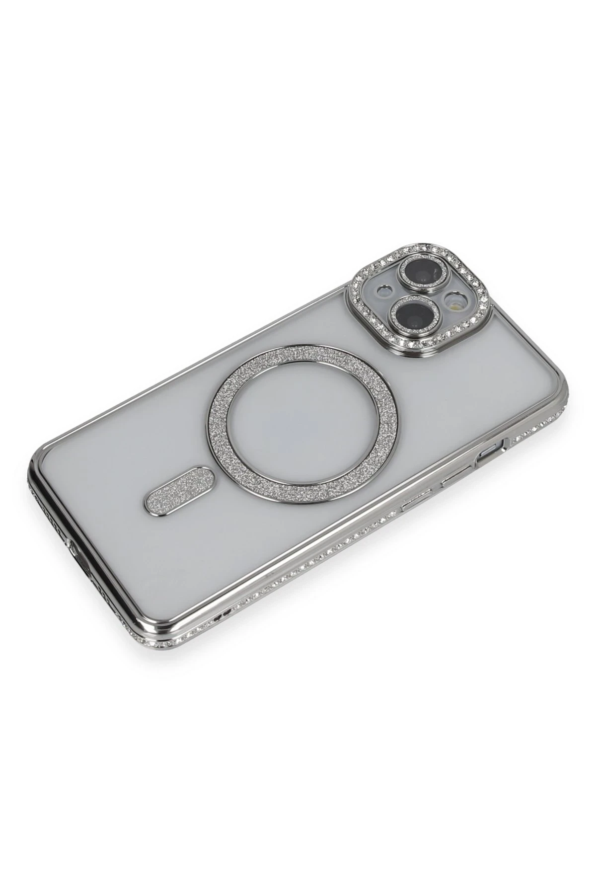 Newface iPhone 13 Kılıf Joke Simli Magneticsafe Kılıf - Gümüş
