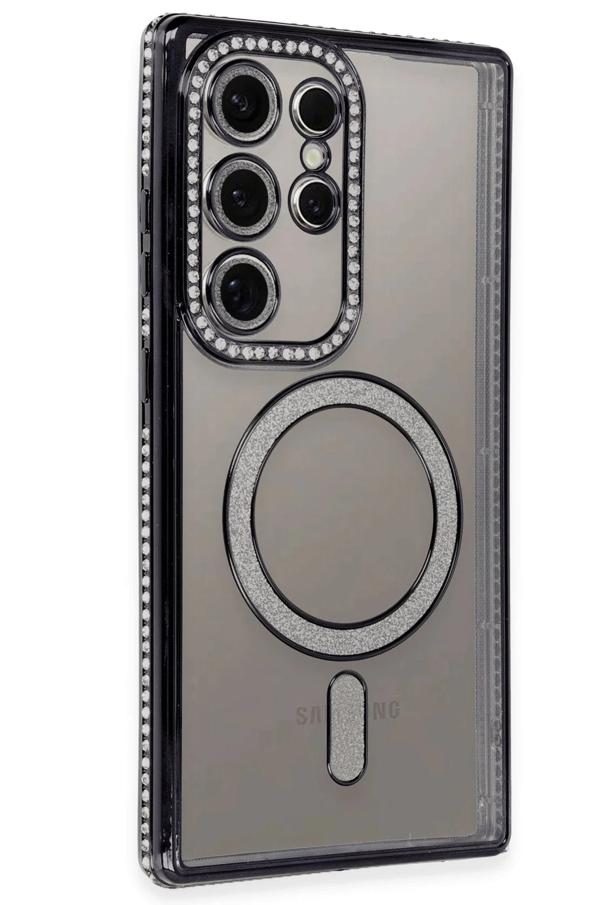 Newface Samsung Galaxy S24 Ultra Kılıf Joke Simli Magneticsafe Kılıf - Siyah