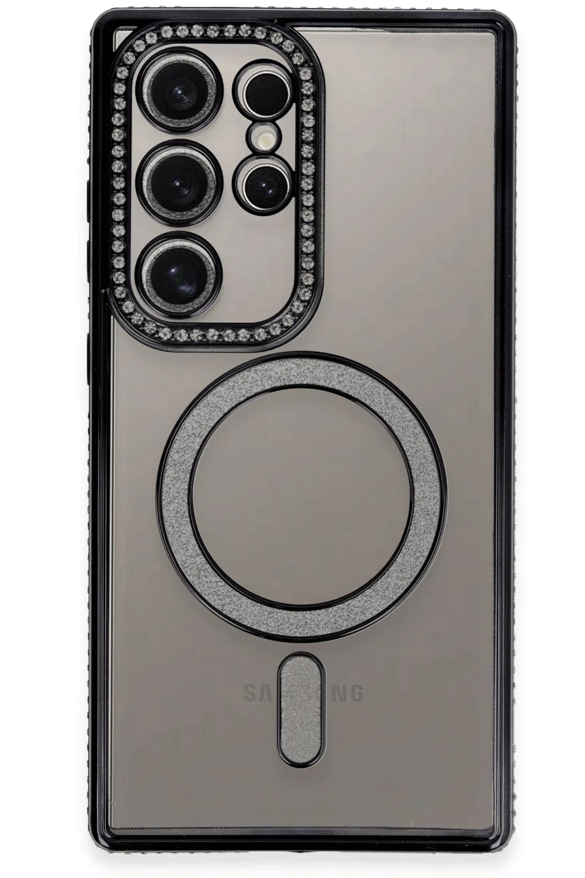 Newface Samsung Galaxy S24 Ultra Kılıf Joke Simli Magneticsafe Kılıf - Siyah