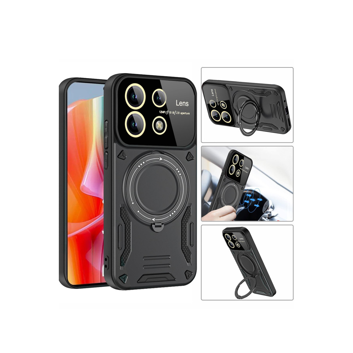 Newface Xiaomi Redmi Note 13 Pro 5G Kılıf Joy Lens Standlı Kapak - Siyah — görsel 11