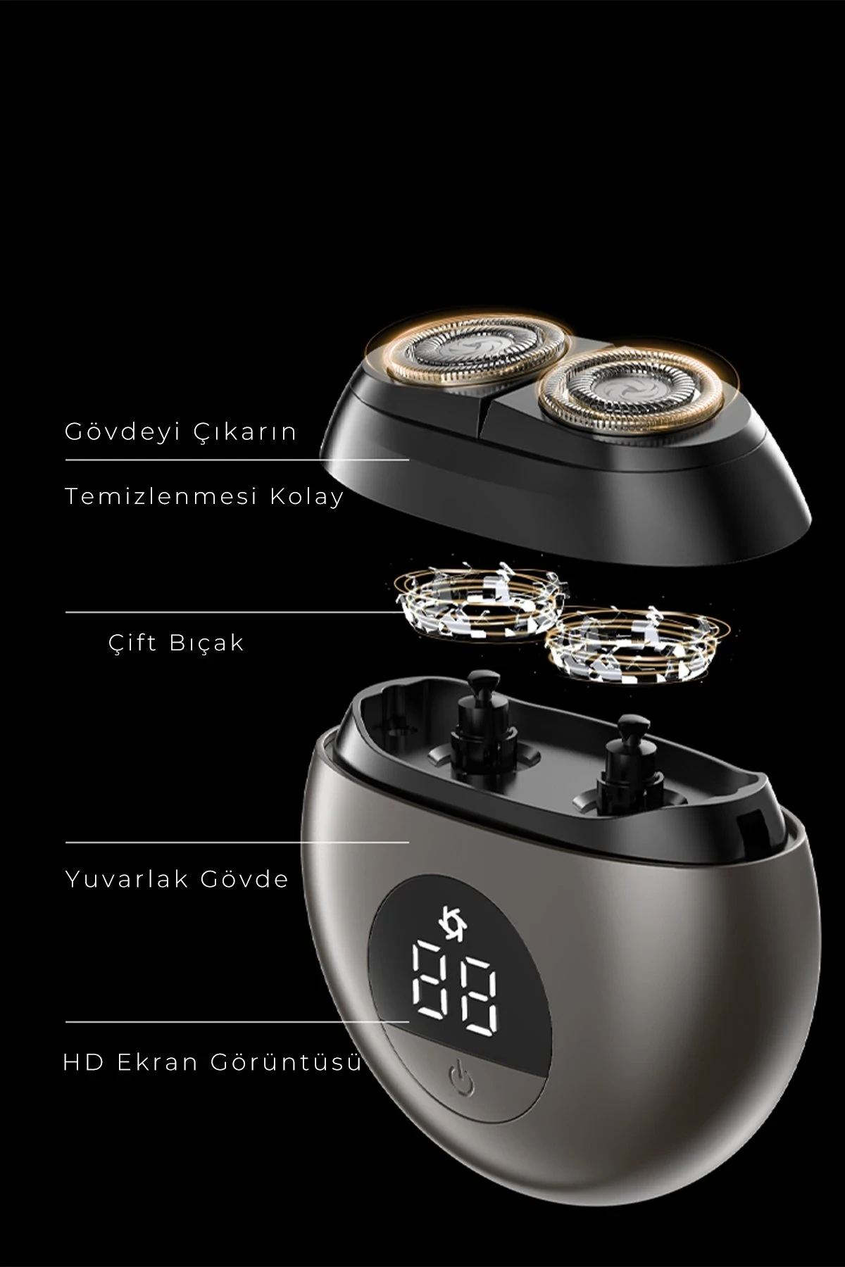 Newface CB-S1 Dijital Şarj Göstergeli Tıraş Makinesi - Gri — görsel 3