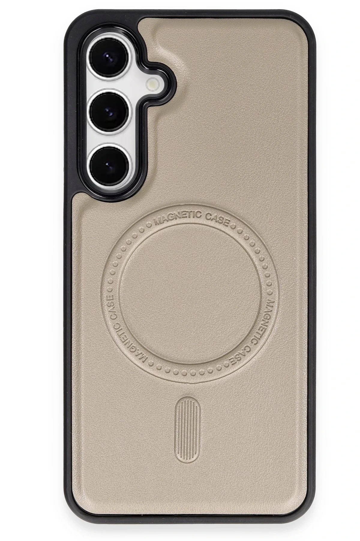 Newface Samsung Galaxy S24 Plus Kılıf Ozzi Magsafe Deri Kapak - Natural Grey