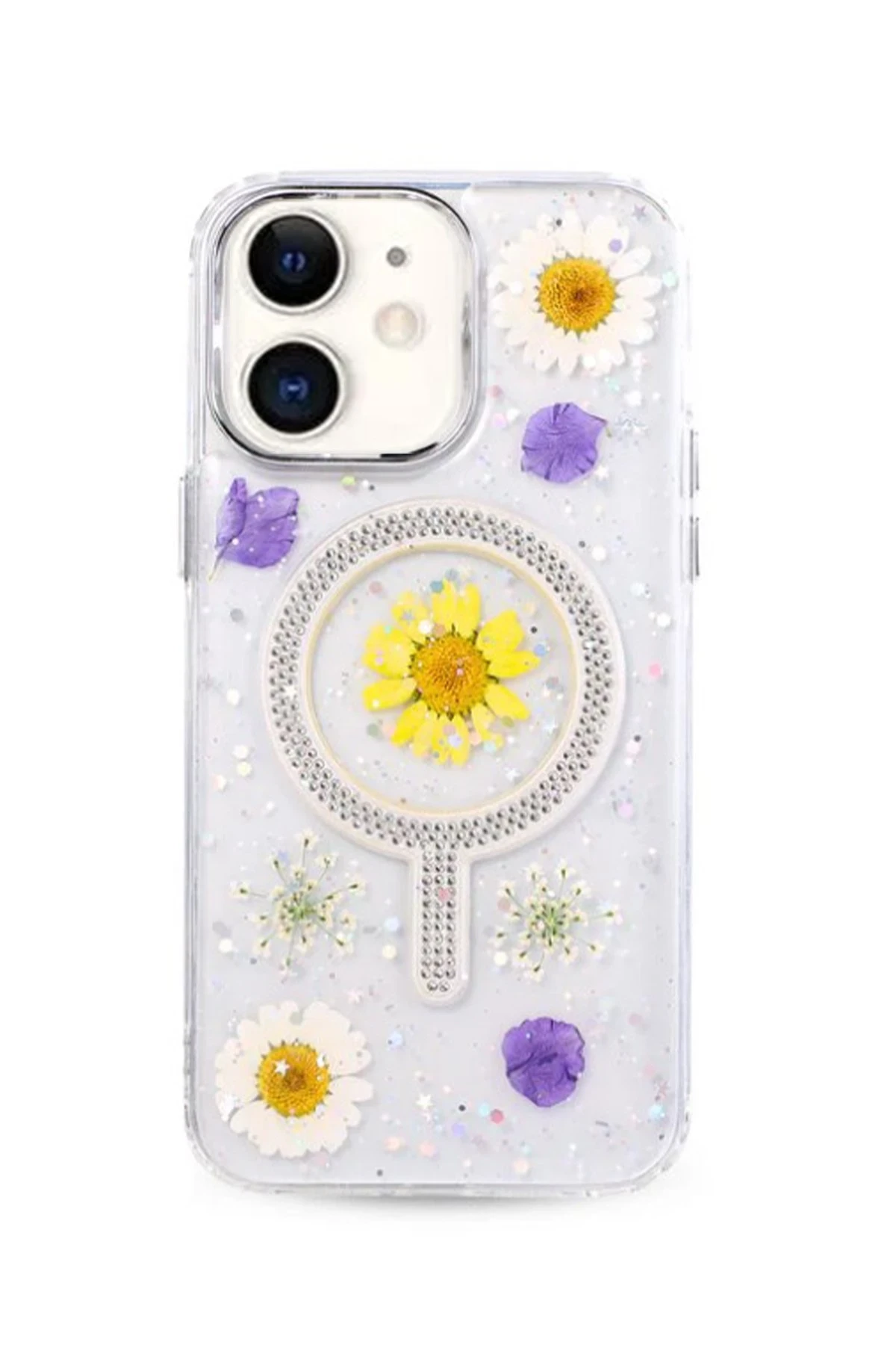 Newface Apple iPhone 11 Flower Magsafe Kapak - Sarı