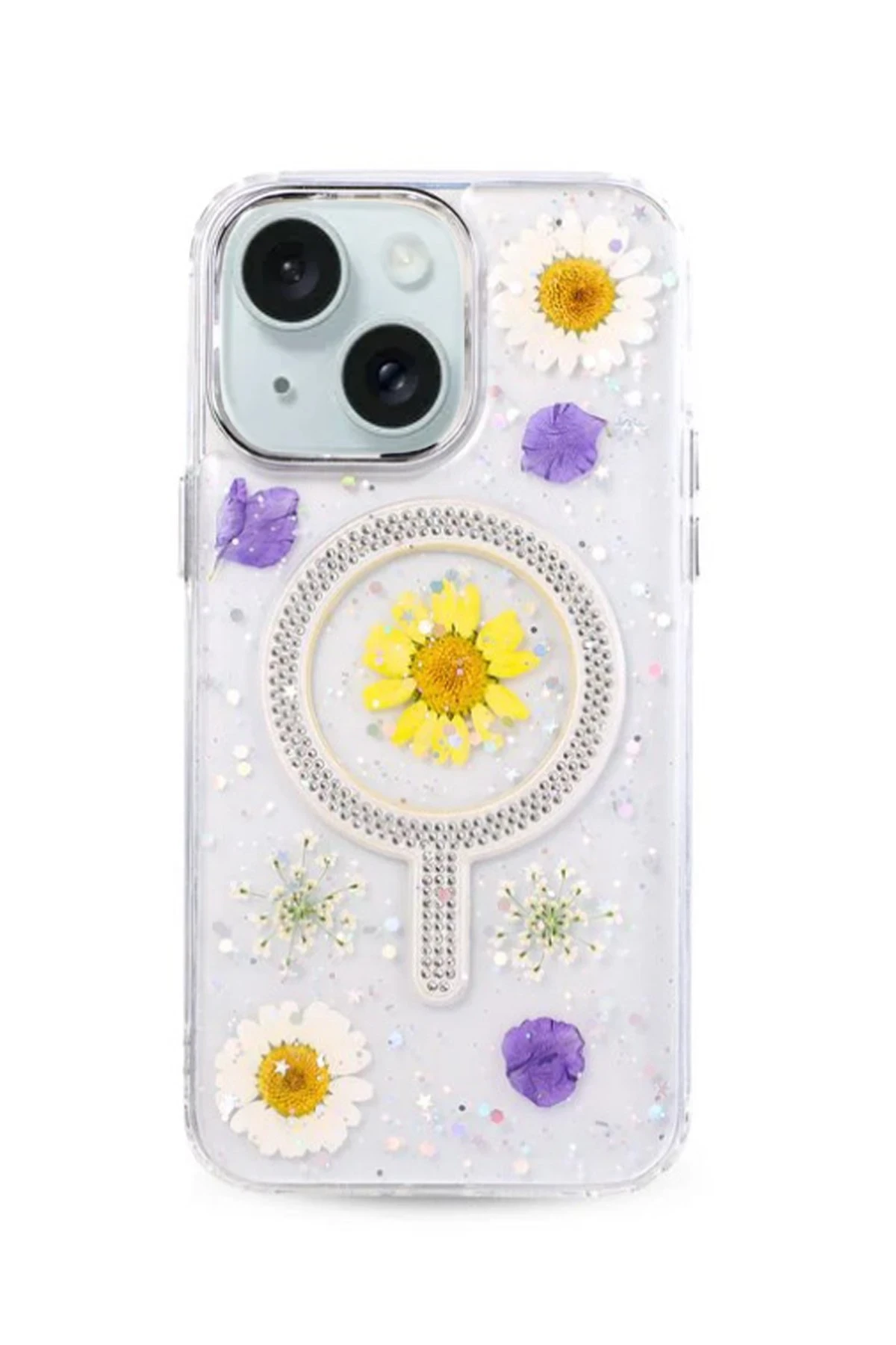 Newface Apple iPhone 14 Flower Magsafe Kapak - Sarı