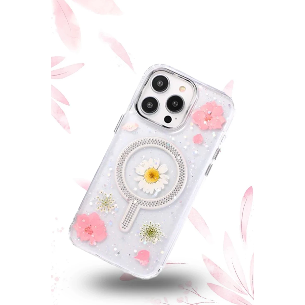 Newface Apple iPhone 15 Flower Magsafe Kapak - Sarı — görsel 6