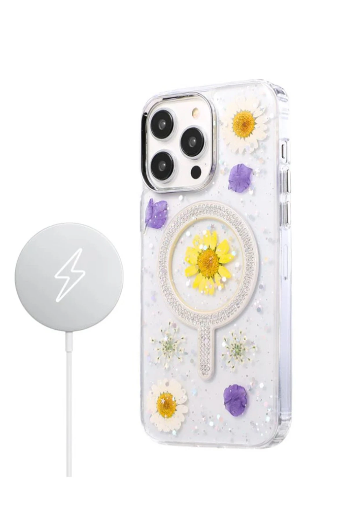 Newface Apple iPhone 15 Pro Flower Magsafe Kapak - Sarı — görsel 2