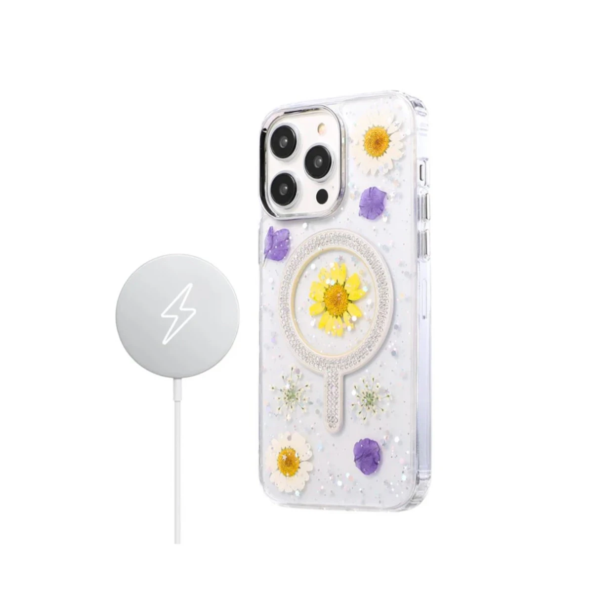 Newface Apple iPhone 15 Pro Flower Magsafe Kapak - Sarı — görsel 5
