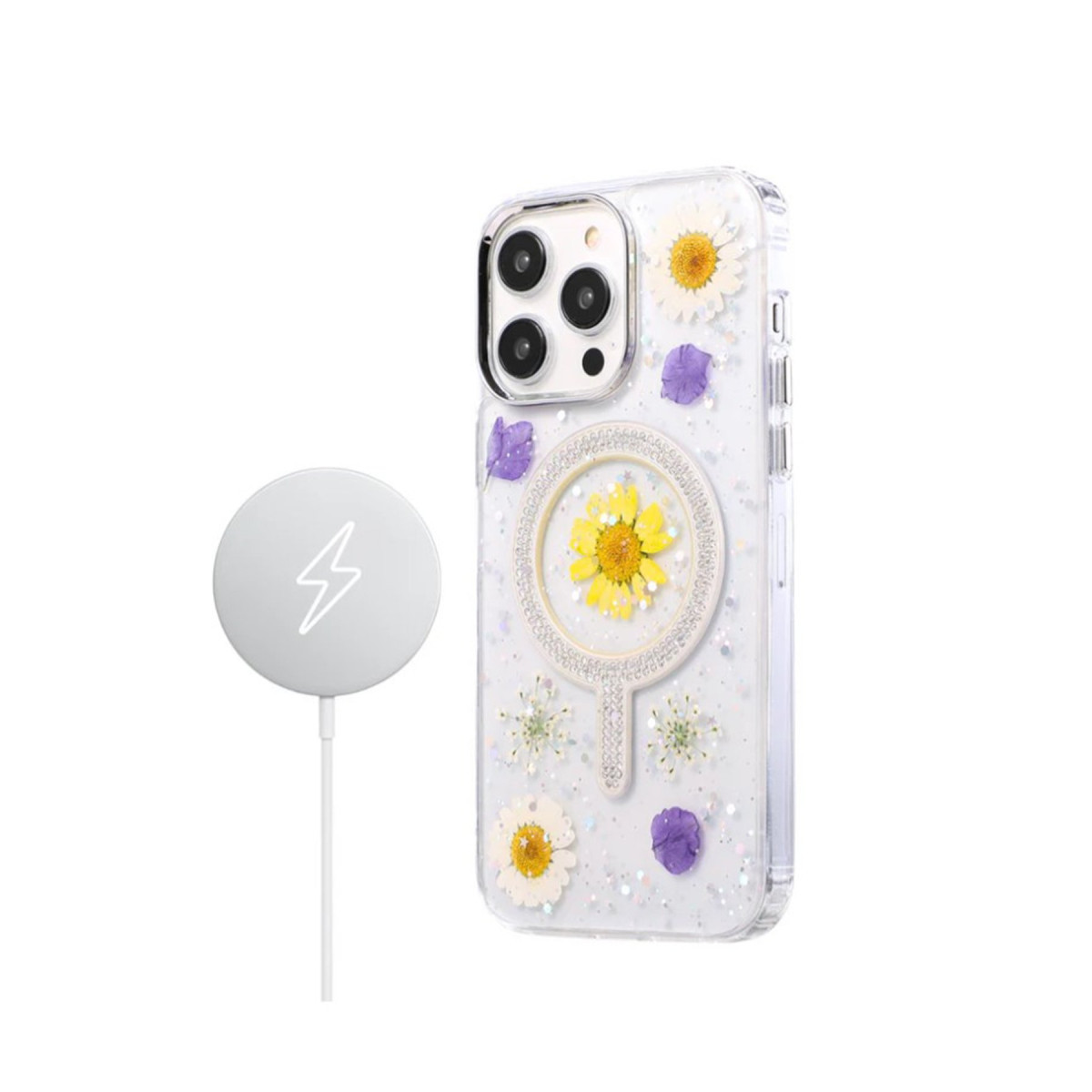 Newface Apple iPhone 15 Pro Flower Magsafe Kapak - Sarı — görsel 8