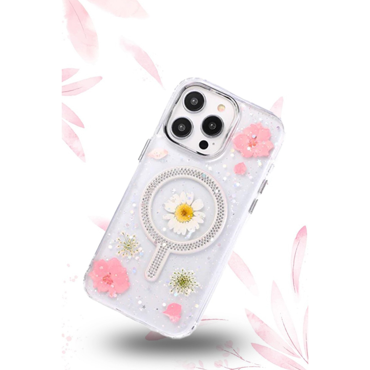 Newface Apple iPhone 15 Pro Flower Magsafe Kapak - Sarı — görsel 9
