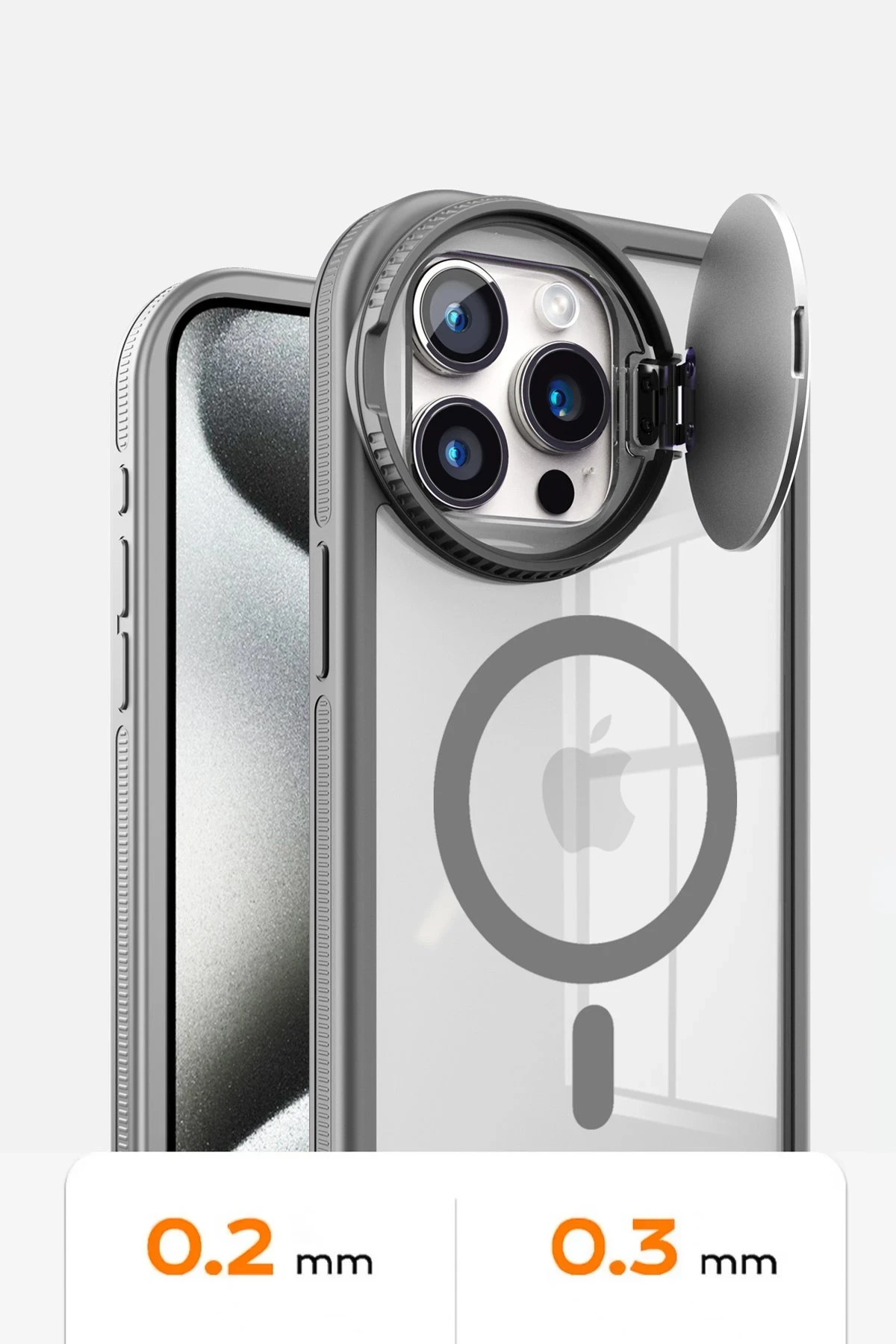 Newface iPhone 14 Pro Max Kılıf Teleskop Lens Magsafe Silikon Kapak - Lacivert
