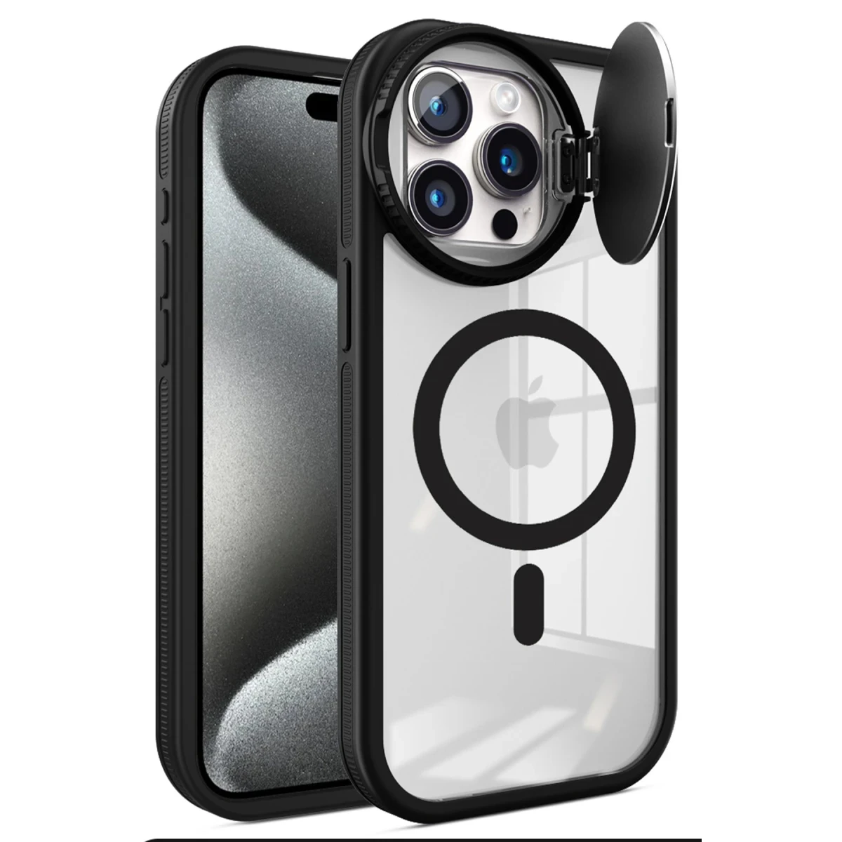 Newface Apple iPhone 15 Pro Kılıf Teleskop Lens Magsafe Silikon Kapak - Siyah — görsel 7