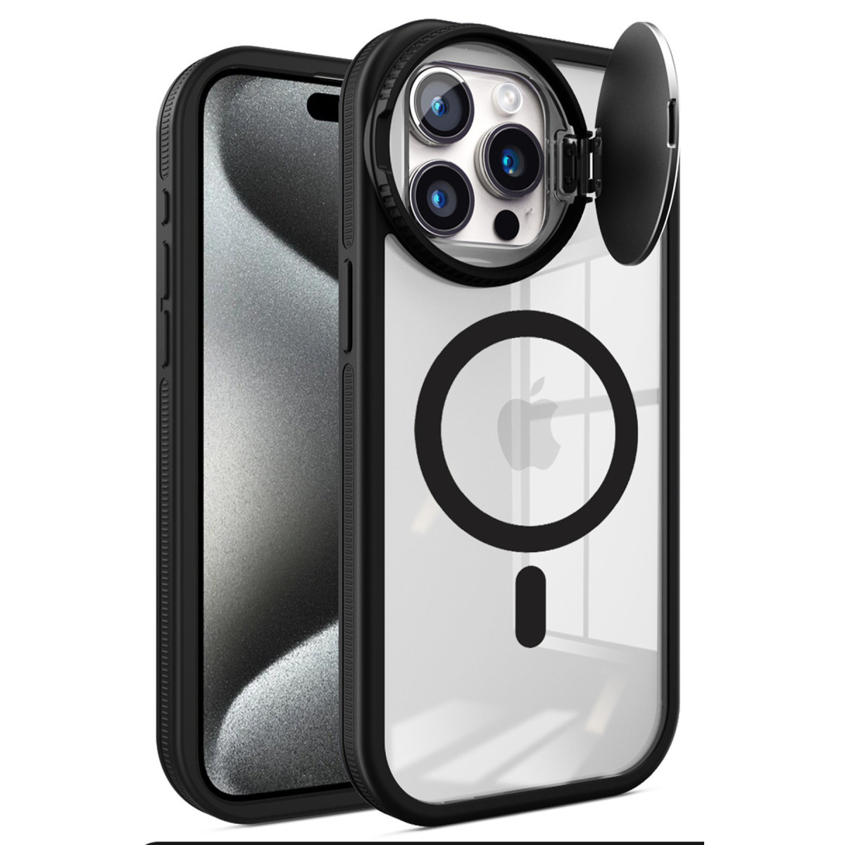 Newface Apple iPhone 15 Pro Kılıf Teleskop Lens Magsafe Silikon Kapak - Siyah — görsel 12